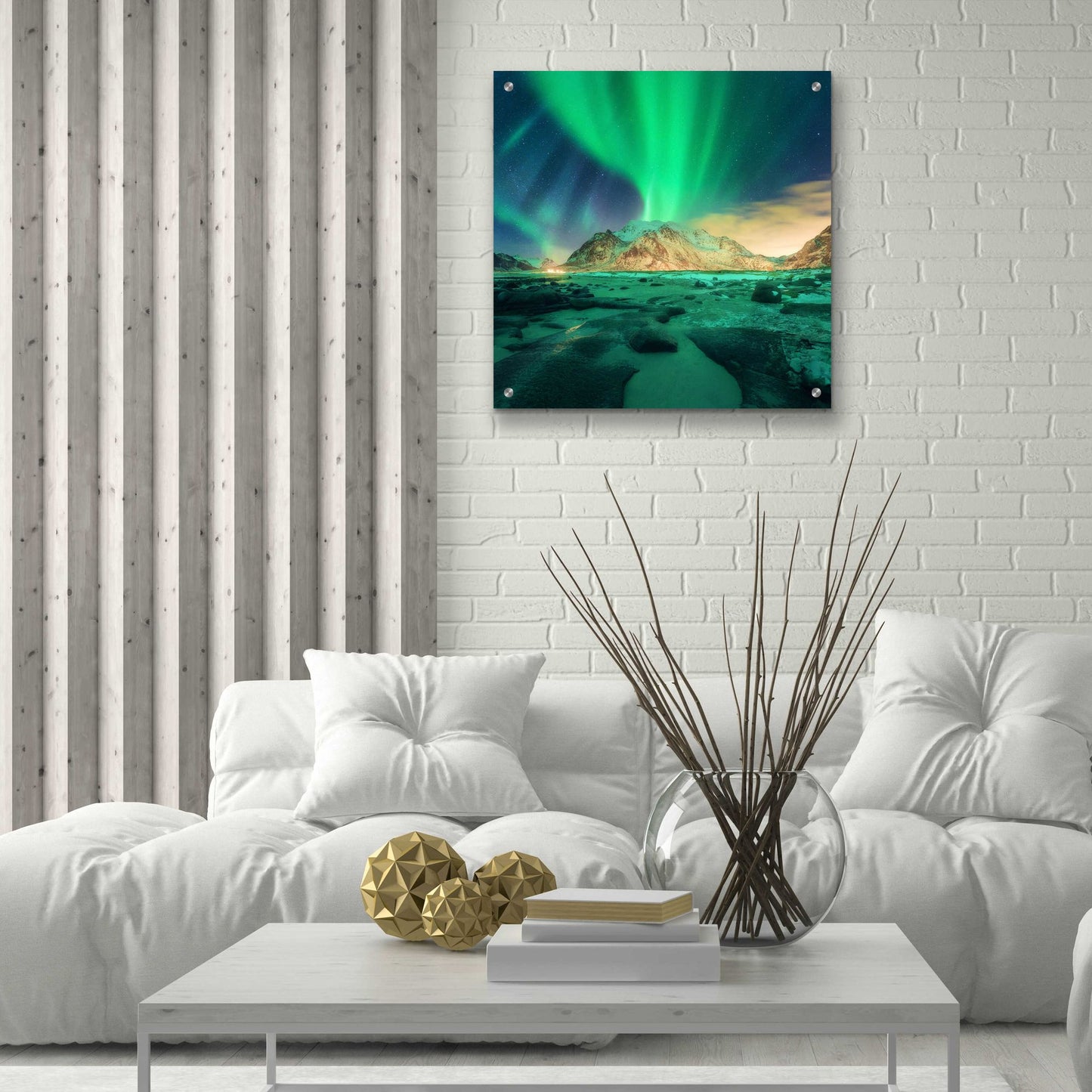 Epic Art 'Aurora Over Snowy Mountains' by Epic Portfolio, Acrylic Glass Wall Art,24x24