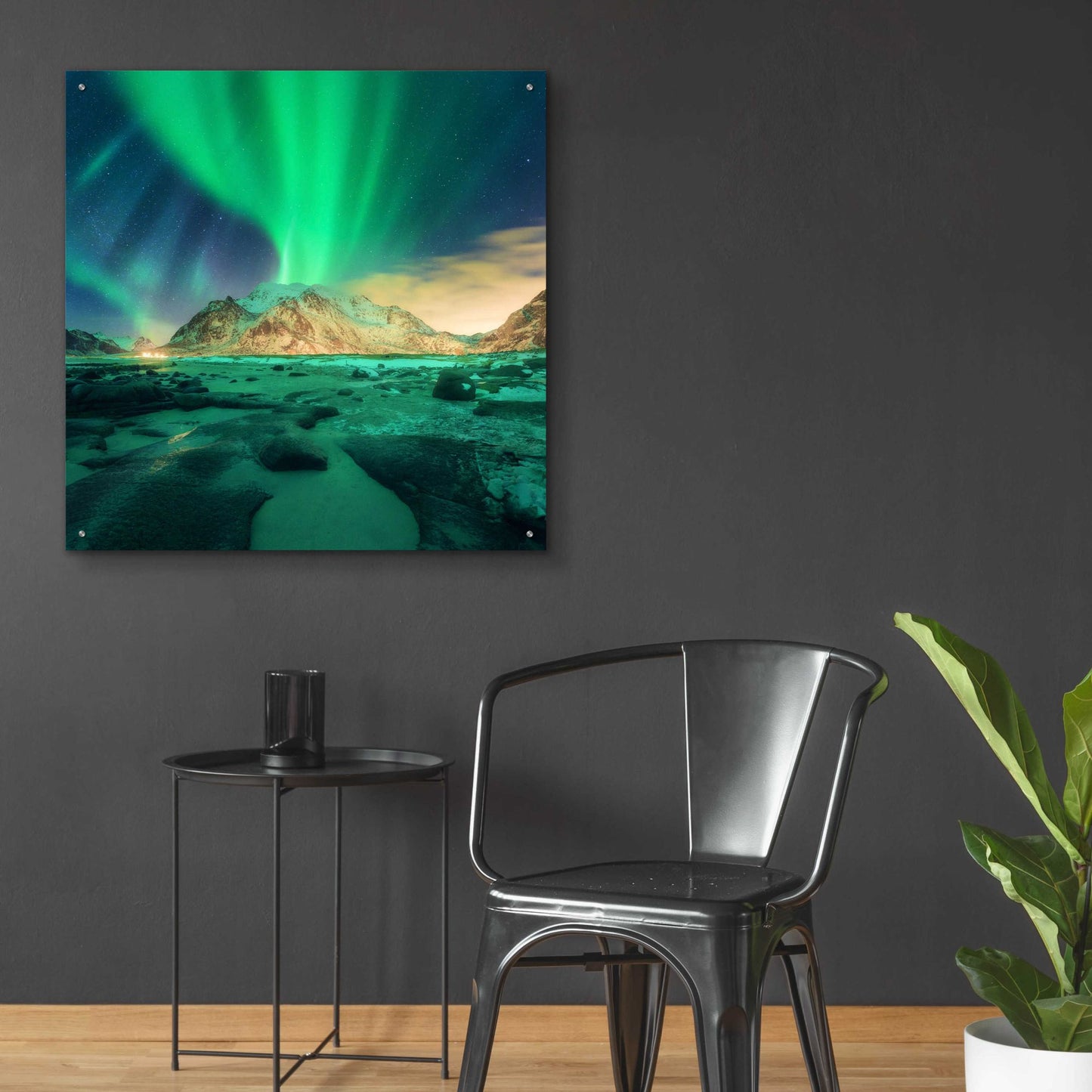 Epic Art 'Aurora Over Snowy Mountains' by Epic Portfolio, Acrylic Glass Wall Art,36x36