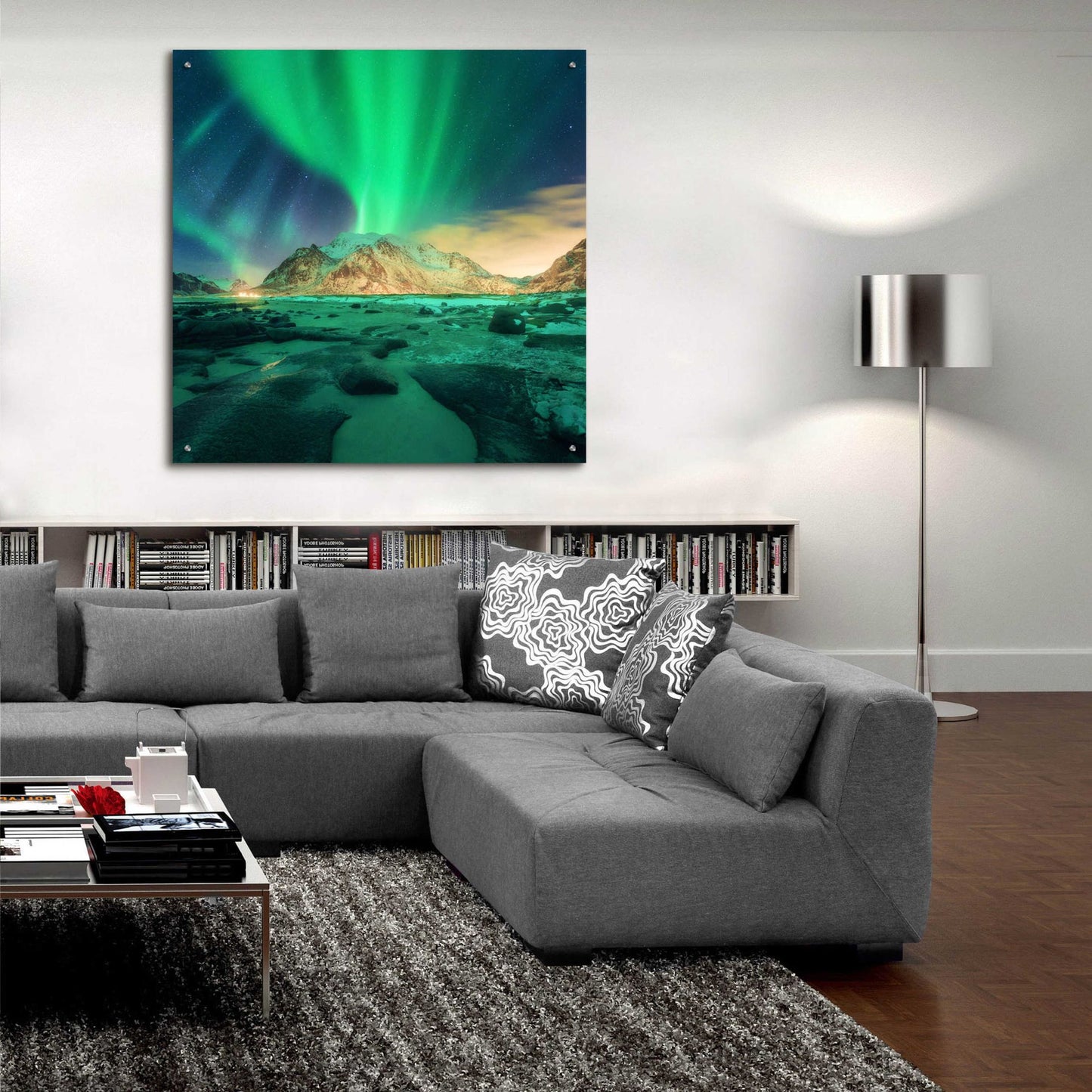 Epic Art 'Aurora Over Snowy Mountains' by Epic Portfolio, Acrylic Glass Wall Art,36x36