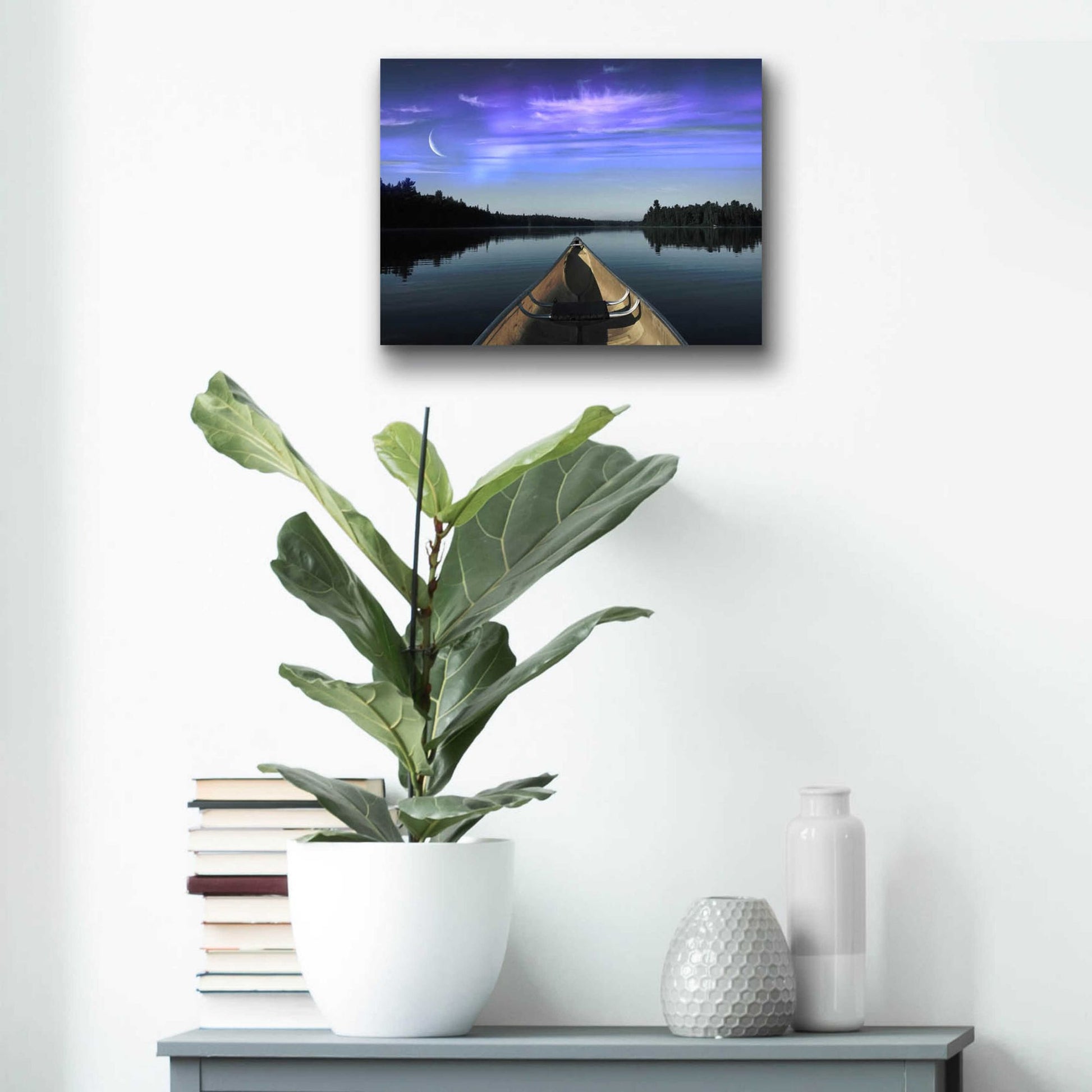 Epic Art 'Canoeing Under The Northern Lights' by Epic Portfolio, Acrylic Glass Wall Art,16x12