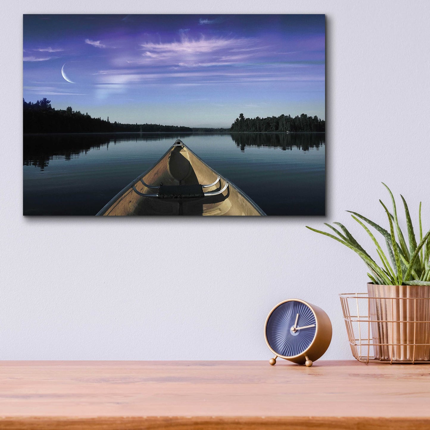 Epic Art 'Canoeing Under The Northern Lights' by Epic Portfolio, Acrylic Glass Wall Art,16x12