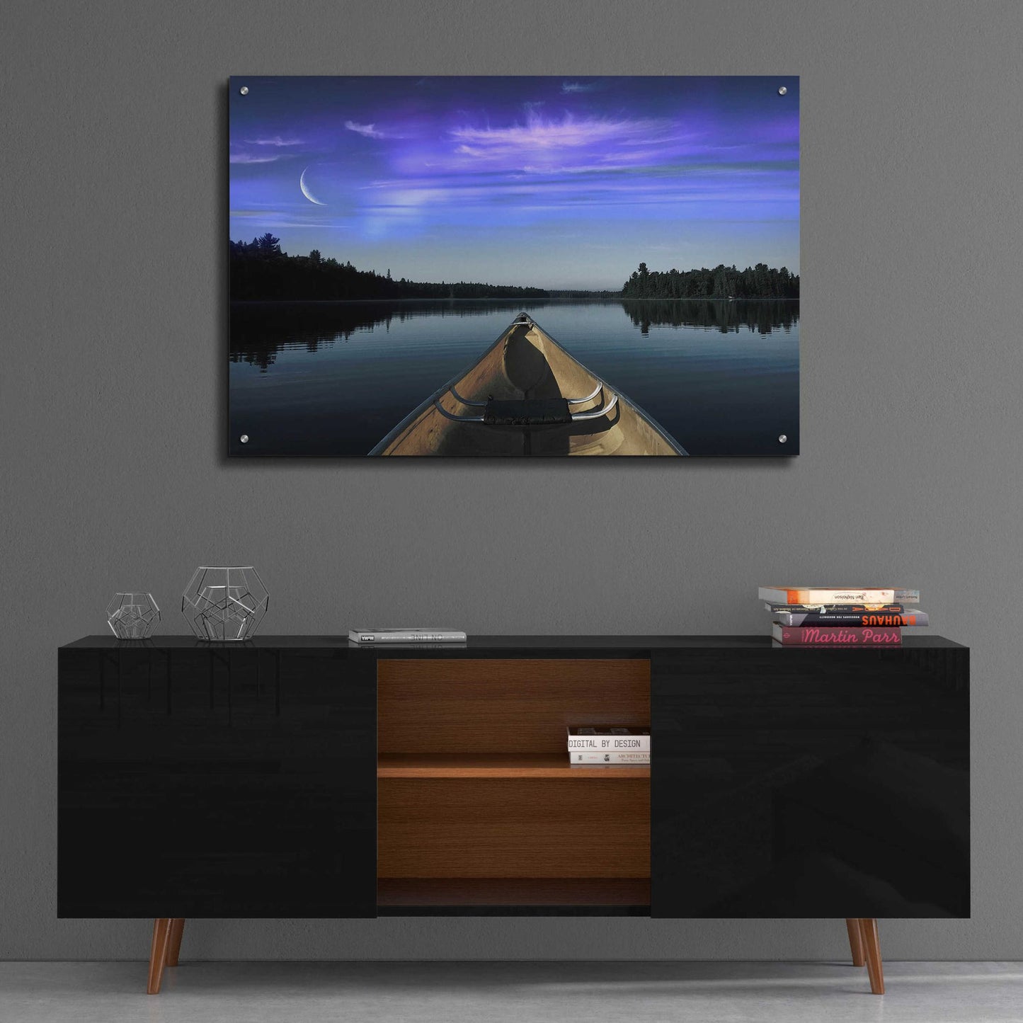 Epic Art 'Canoeing Under The Northern Lights' by Epic Portfolio, Acrylic Glass Wall Art,36x24