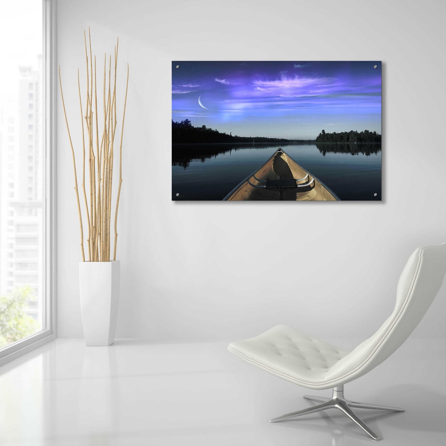 Epic Art 'Canoeing Under The Northern Lights' by Epic Portfolio, Acrylic Glass Wall Art,36x24