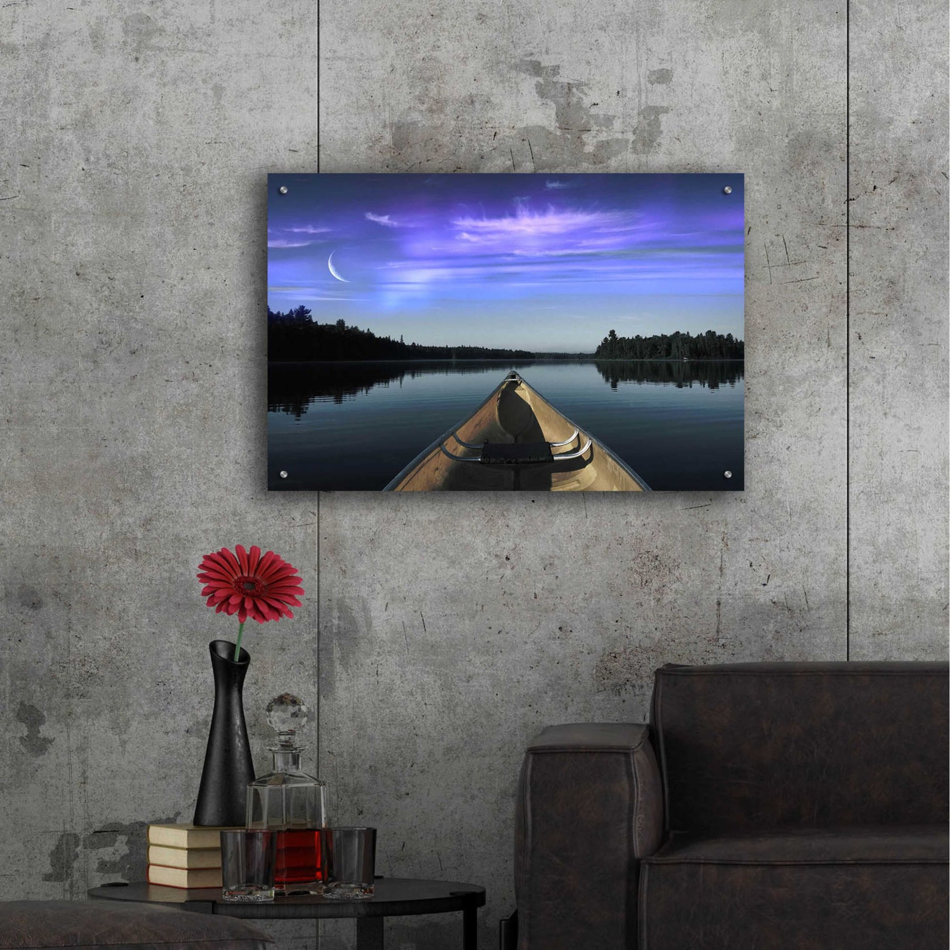 Epic Art 'Canoeing Under The Northern Lights' by Epic Portfolio, Acrylic Glass Wall Art,36x24