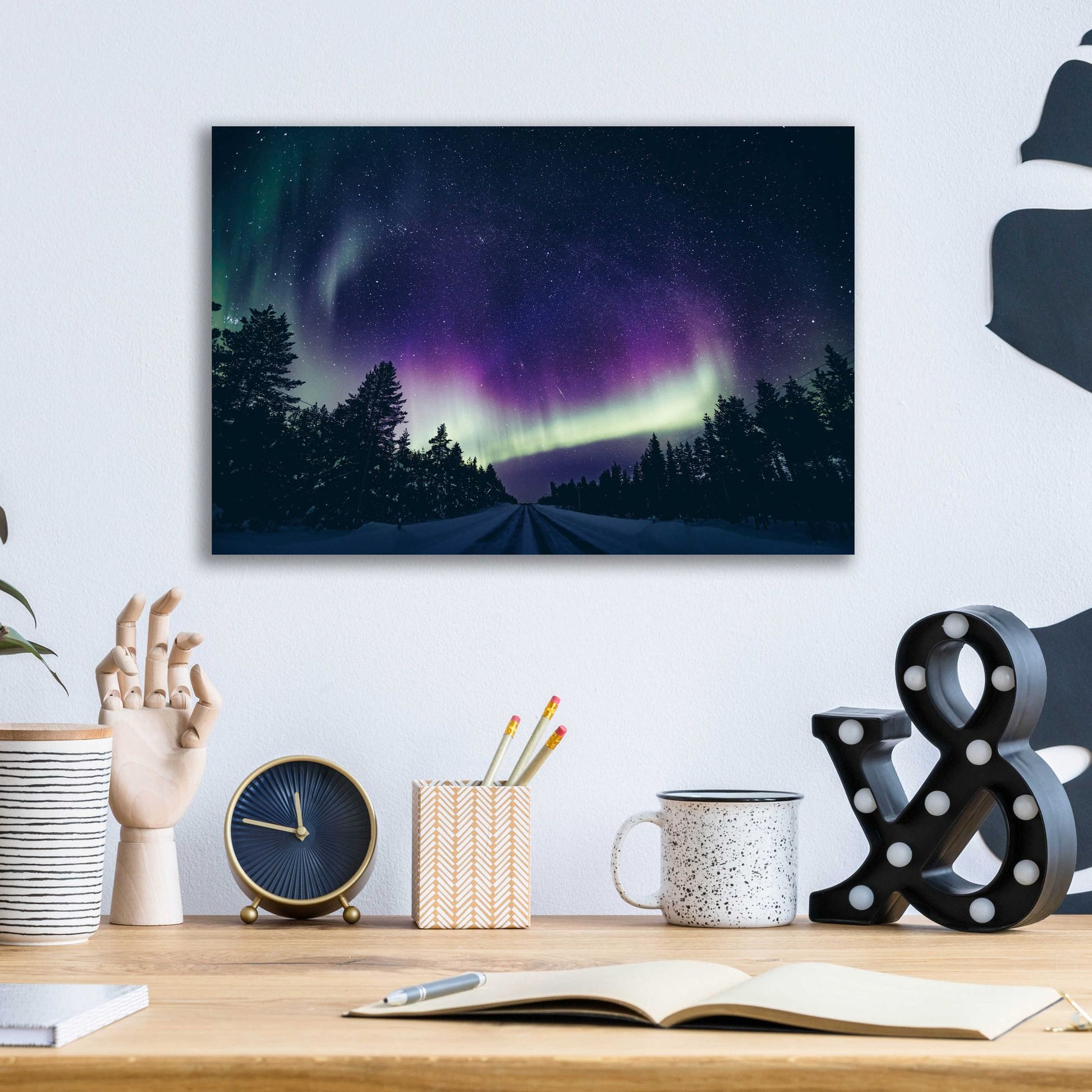 Epic Art 'Colorful Polar Arctic Northern Lights' by Epic Portfolio, Acrylic Glass Wall Art,16x12