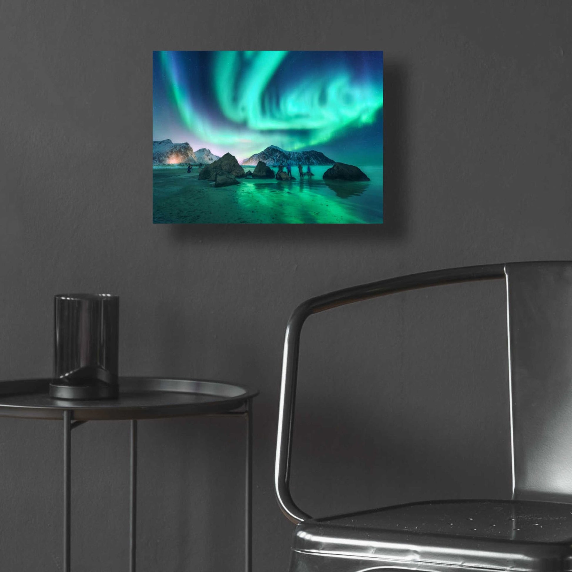 Epic Art 'Green Aurora Borealis And People' by Epic Portfolio, Acrylic Glass Wall Art,16x12