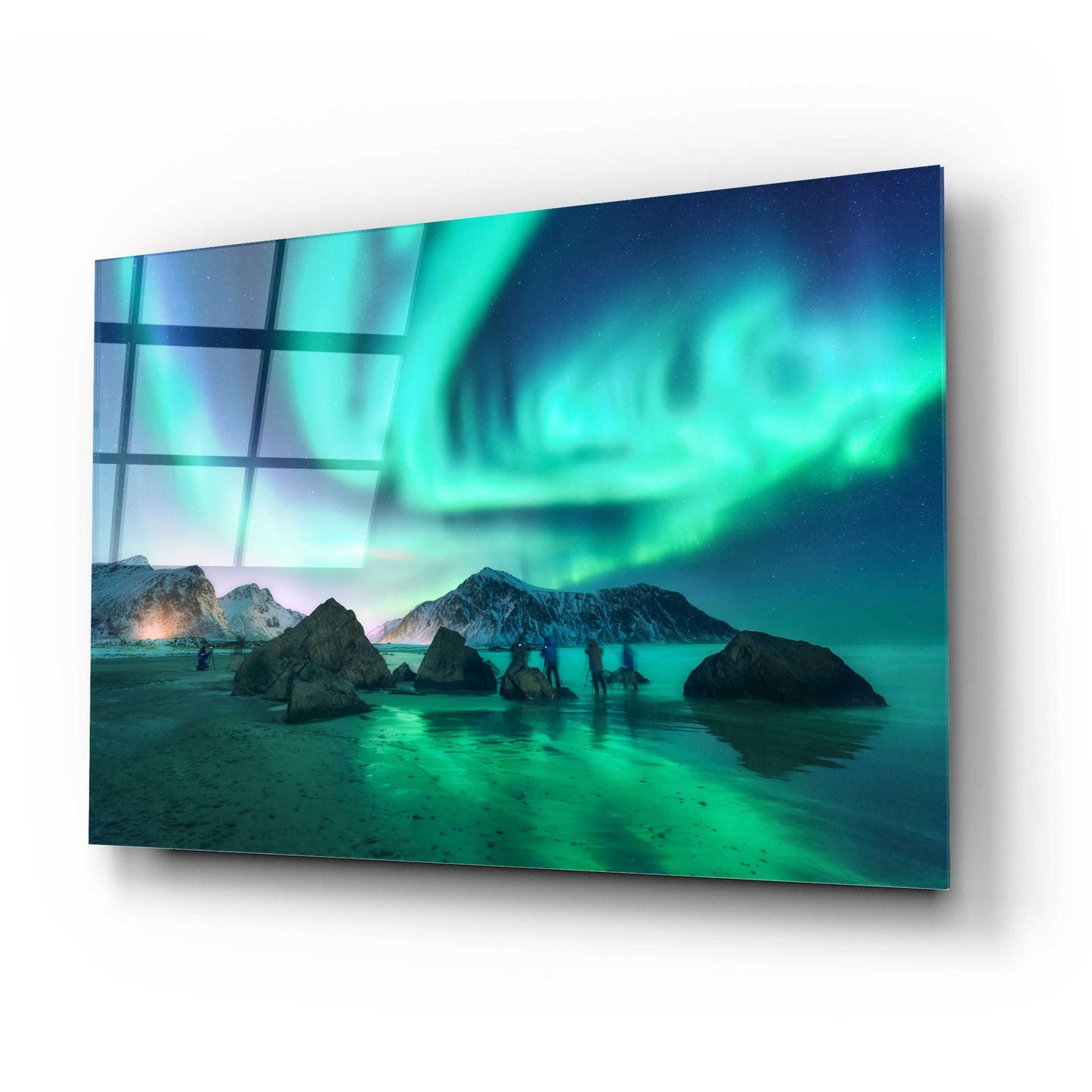 Epic Art 'Green Aurora Borealis And People' by Epic Portfolio, Acrylic Glass Wall Art,24x16