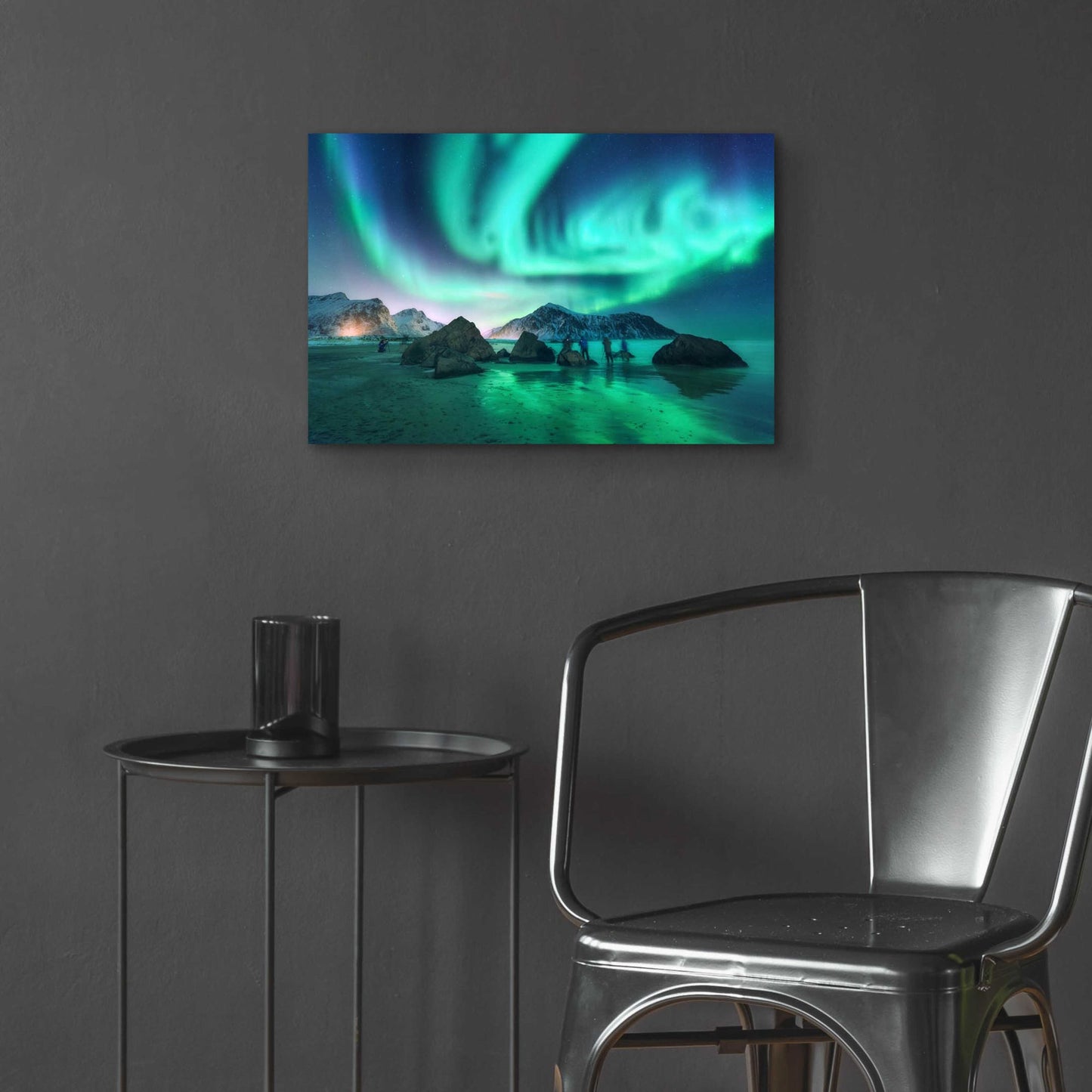 Epic Art 'Green Aurora Borealis And People' by Epic Portfolio, Acrylic Glass Wall Art,24x16