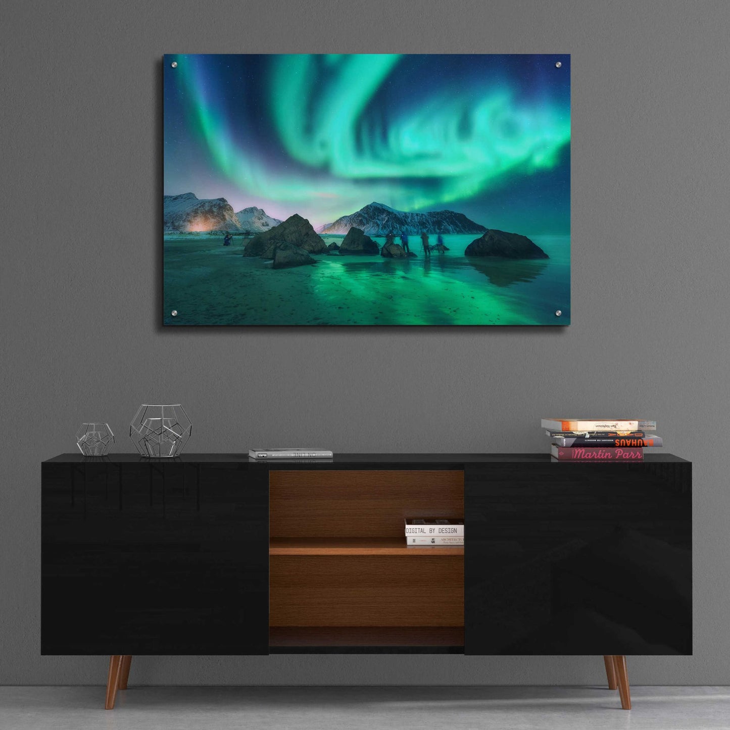 Epic Art 'Green Aurora Borealis And People' by Epic Portfolio, Acrylic Glass Wall Art,36x24