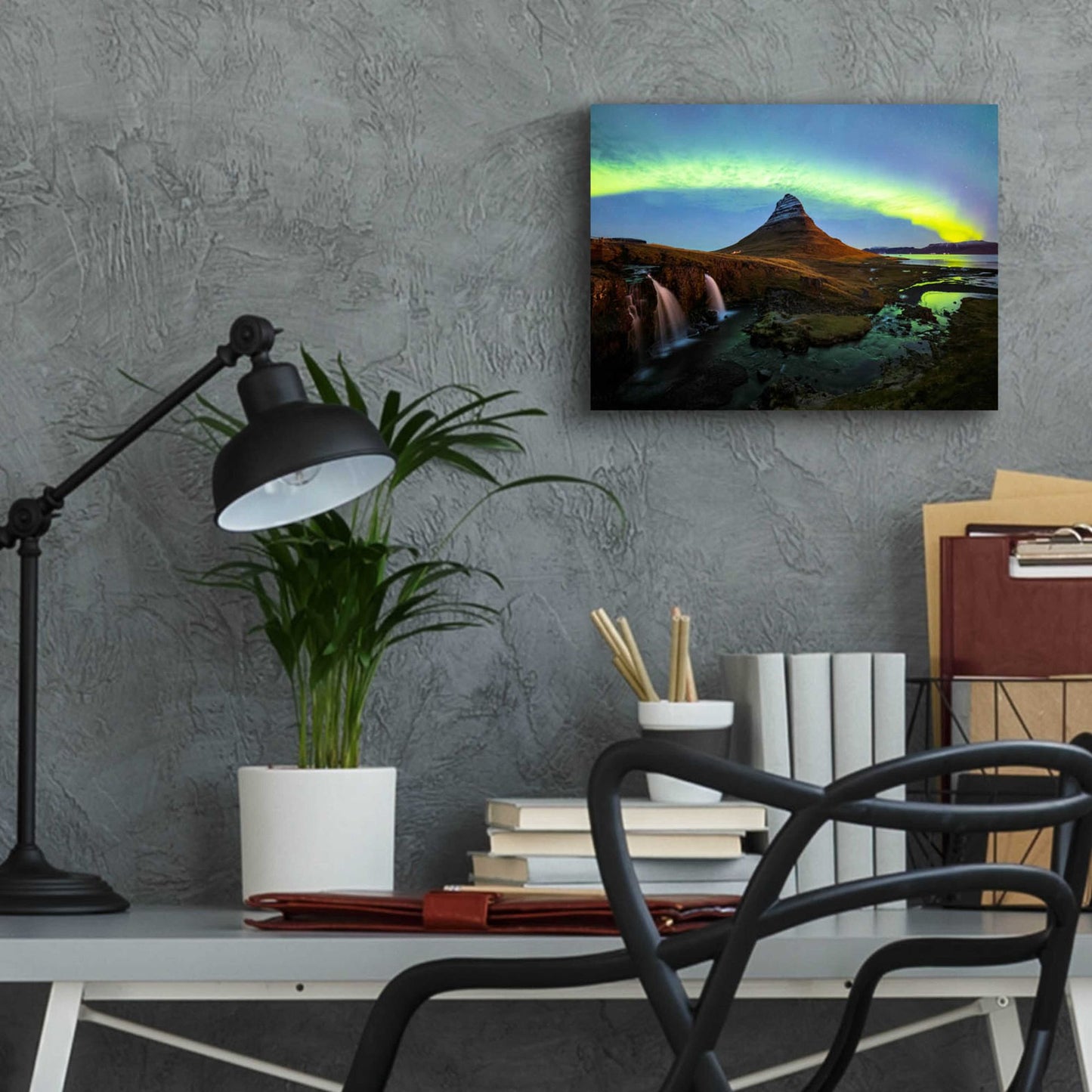 Epic Art 'Northern Light Aurora Borealis Over Kirkjufell 1' by Epic Portfolio, Acrylic Glass Wall Art,16x12