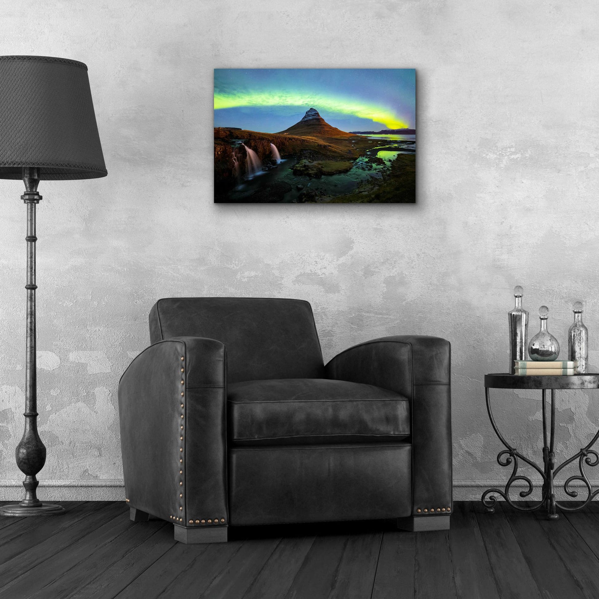 Epic Art 'Northern Light Aurora Borealis Over Kirkjufell 1' by Epic Portfolio, Acrylic Glass Wall Art,24x16