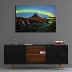 Epic Art 'Northern Light Aurora Borealis Over Kirkjufell 1' by Epic Portfolio, Acrylic Glass Wall Art,36x24