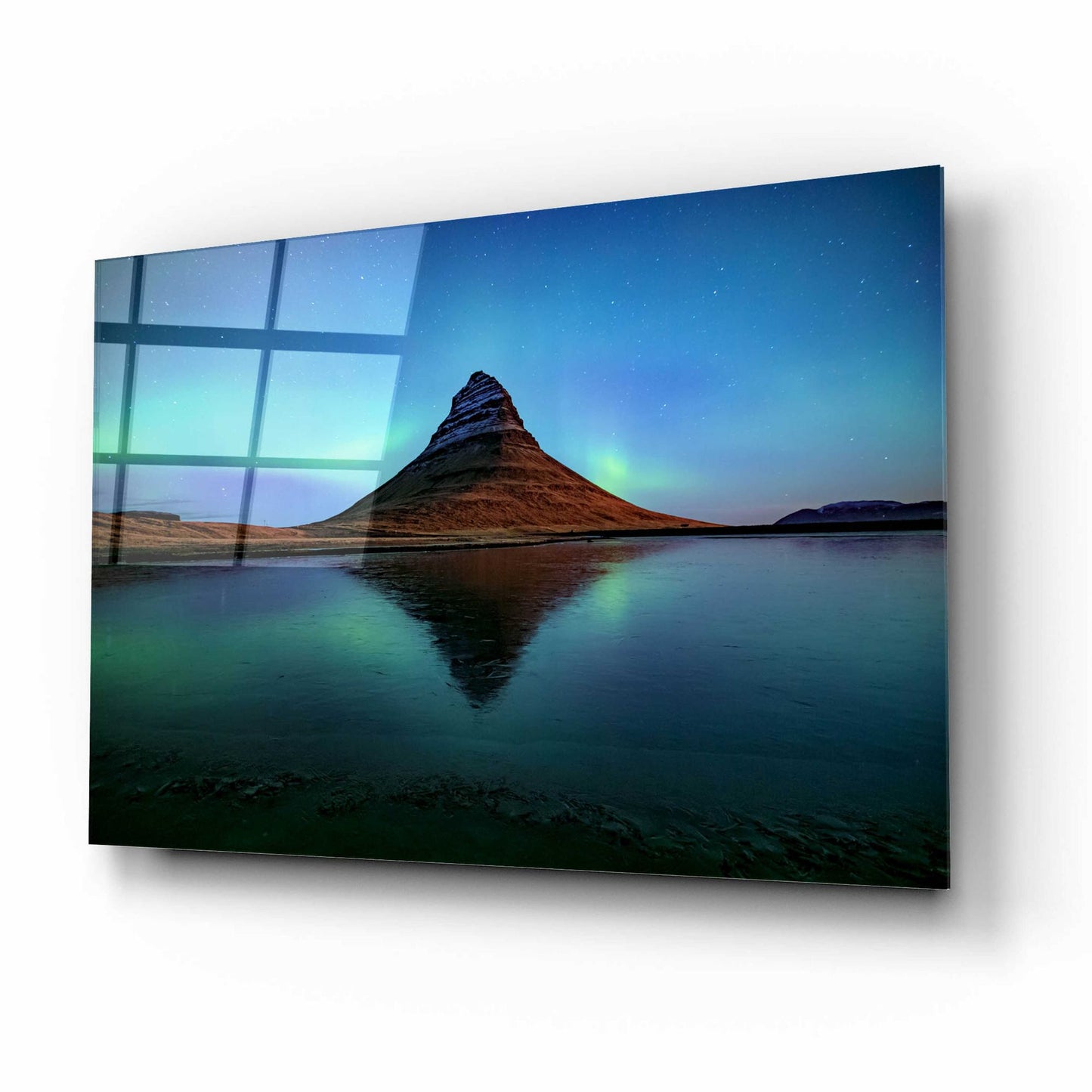 Epic Art 'Northern Light Aurora Borealis Over Kirkjufell 2' by Epic Portfolio, Acrylic Glass Wall Art,16x12