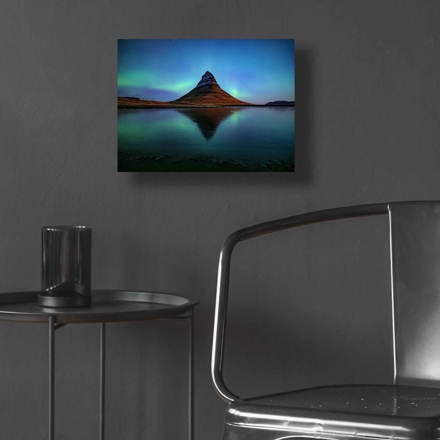 Epic Art 'Northern Light Aurora Borealis Over Kirkjufell 2' by Epic Portfolio, Acrylic Glass Wall Art,16x12