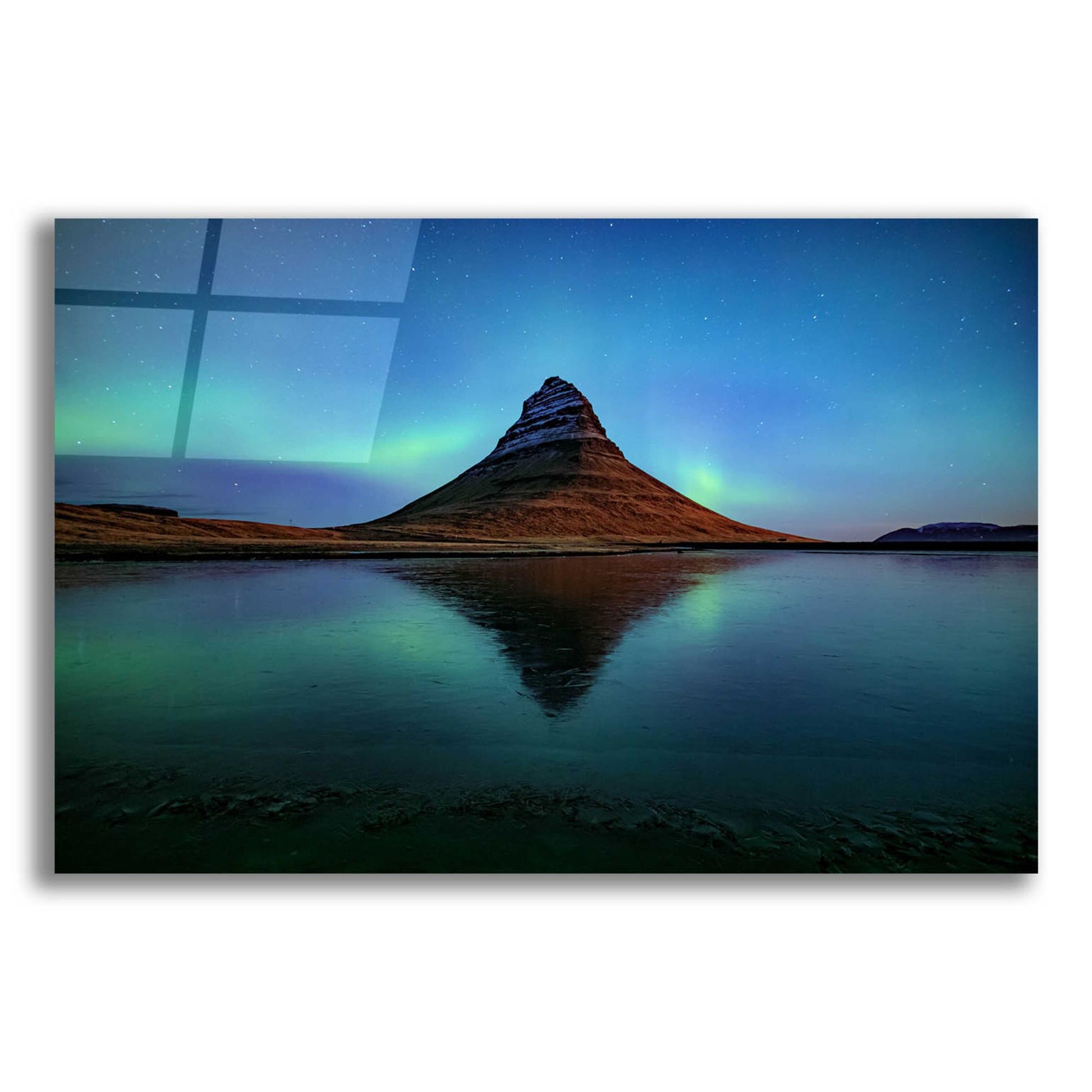 Epic Art 'Northern Light Aurora Borealis Over Kirkjufell 2' by Epic Portfolio, Acrylic Glass Wall Art,16x12