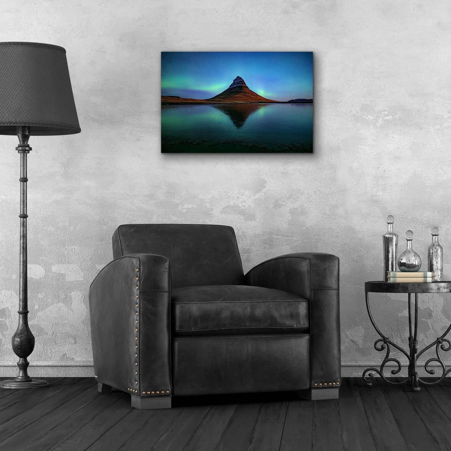 Epic Art 'Northern Light Aurora Borealis Over Kirkjufell 2' by Epic Portfolio, Acrylic Glass Wall Art,24x16