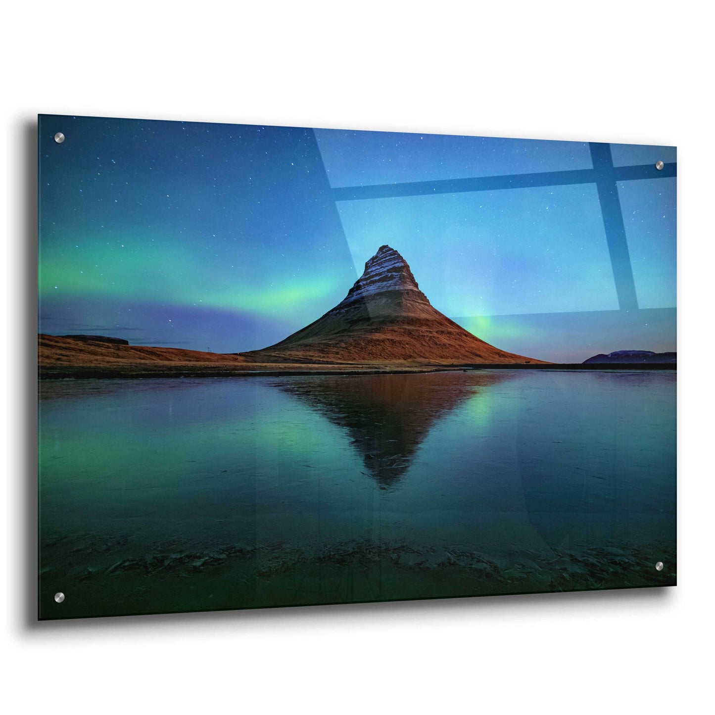 Epic Art 'Northern Light Aurora Borealis Over Kirkjufell 2' by Epic Portfolio, Acrylic Glass Wall Art,36x24