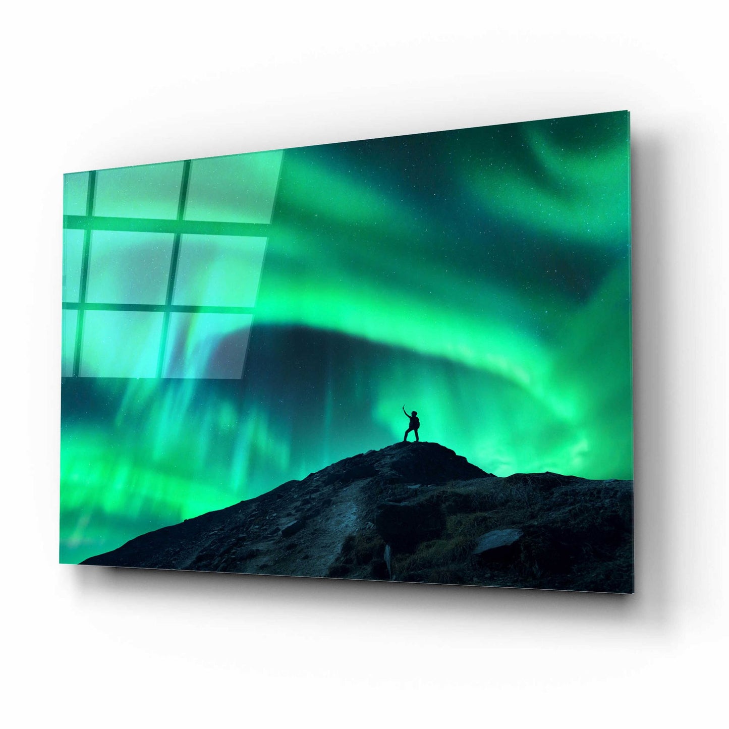 Epic Art 'Northern Lights And Woman' by Epic Portfolio, Acrylic Glass Wall Art,16x12
