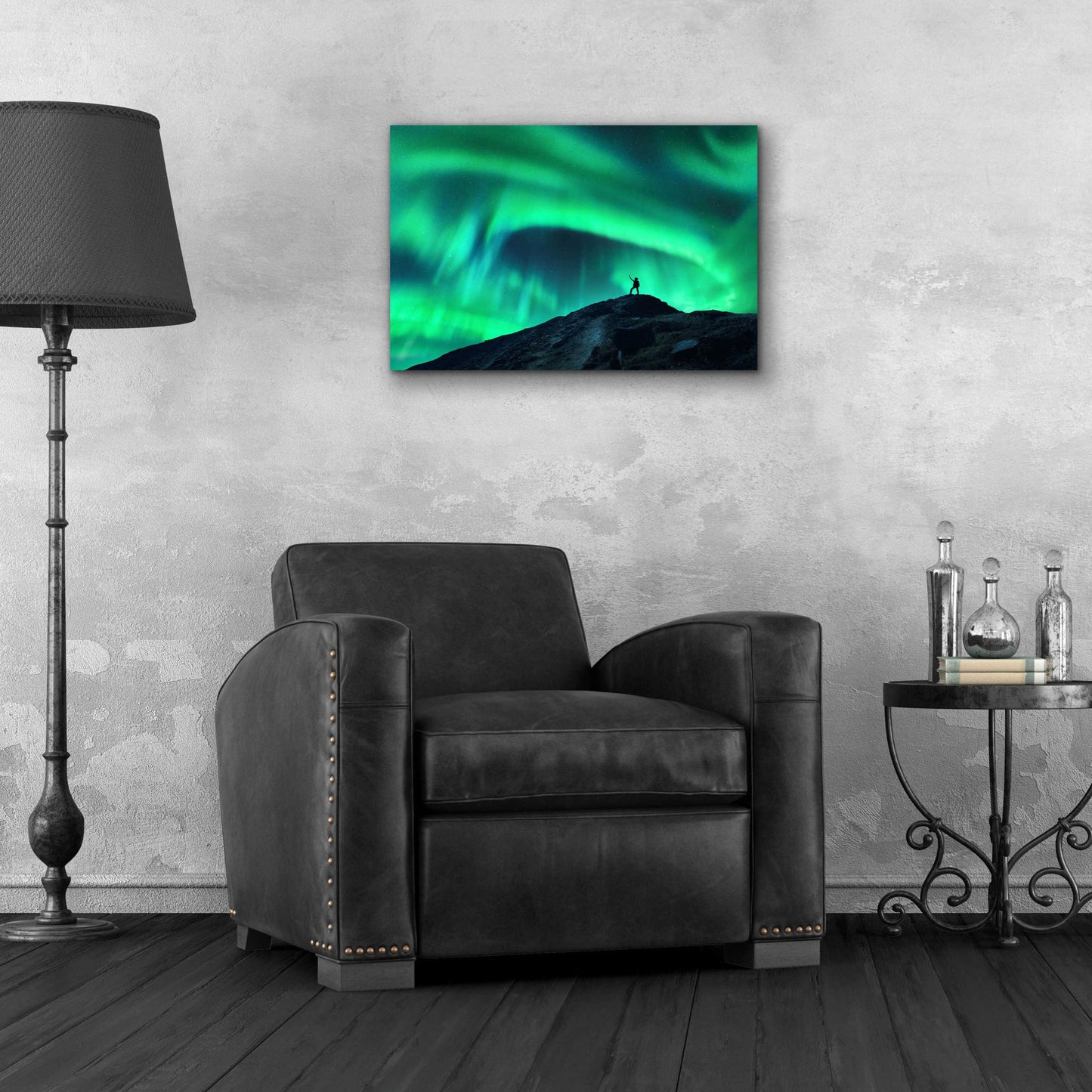 Epic Art 'Northern Lights And Woman' by Epic Portfolio, Acrylic Glass Wall Art,24x16