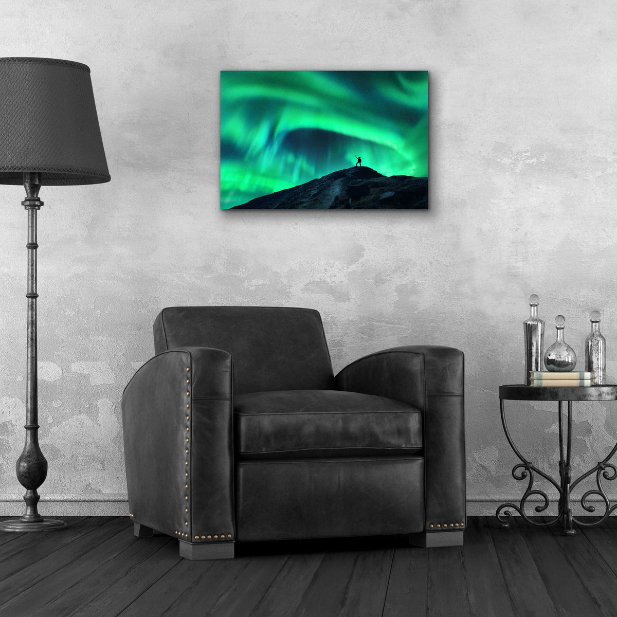 Epic Art 'Northern Lights And Woman' by Epic Portfolio, Acrylic Glass Wall Art,24x16