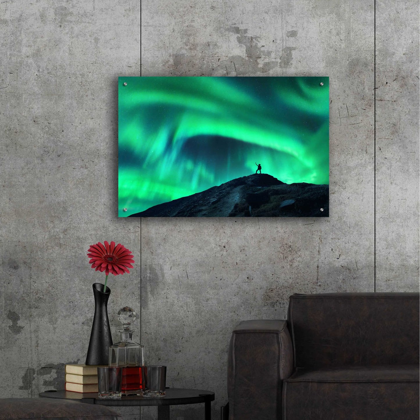 Epic Art 'Northern Lights And Woman' by Epic Portfolio, Acrylic Glass Wall Art,36x24
