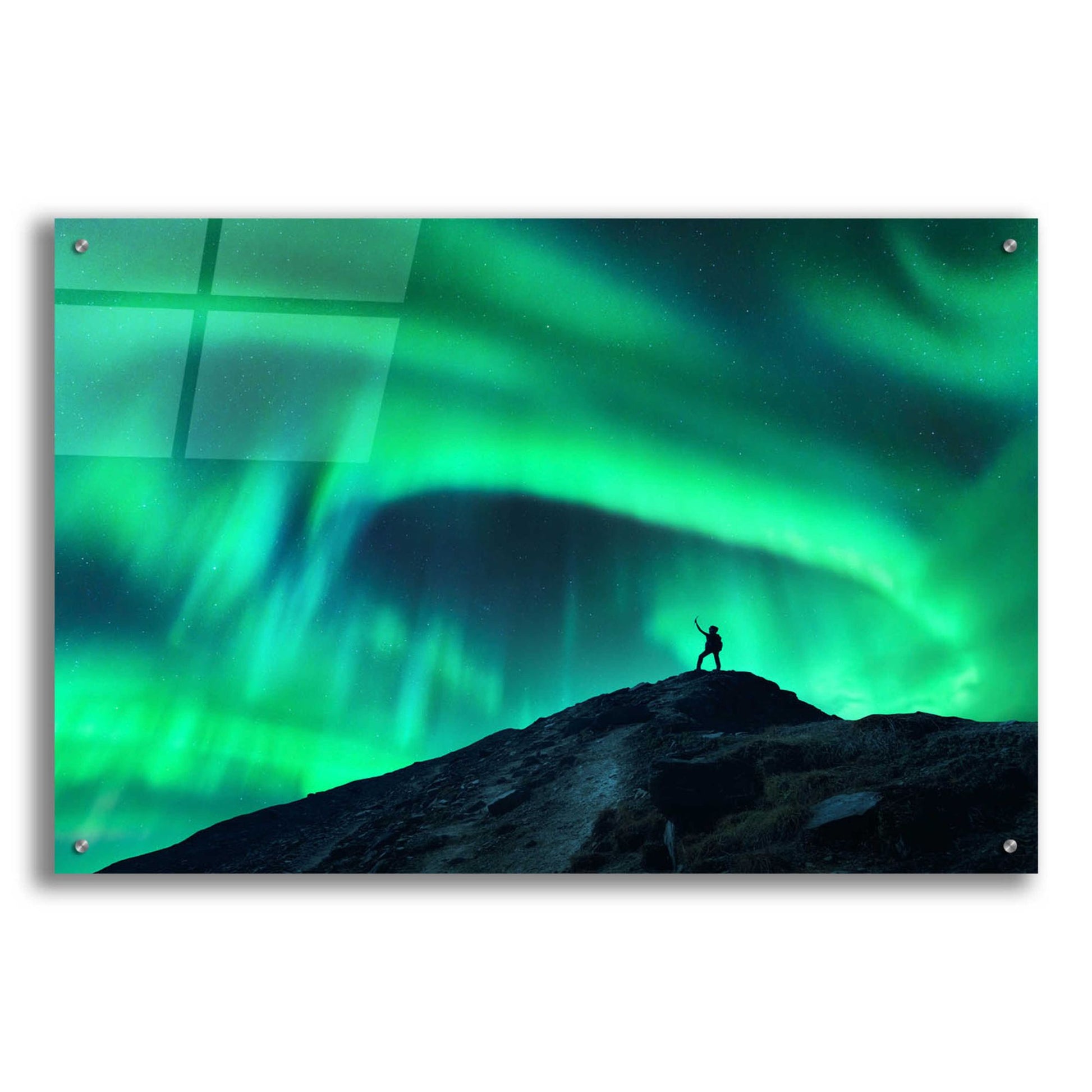 Epic Art 'Northern Lights And Woman' by Epic Portfolio, Acrylic Glass Wall Art,36x24