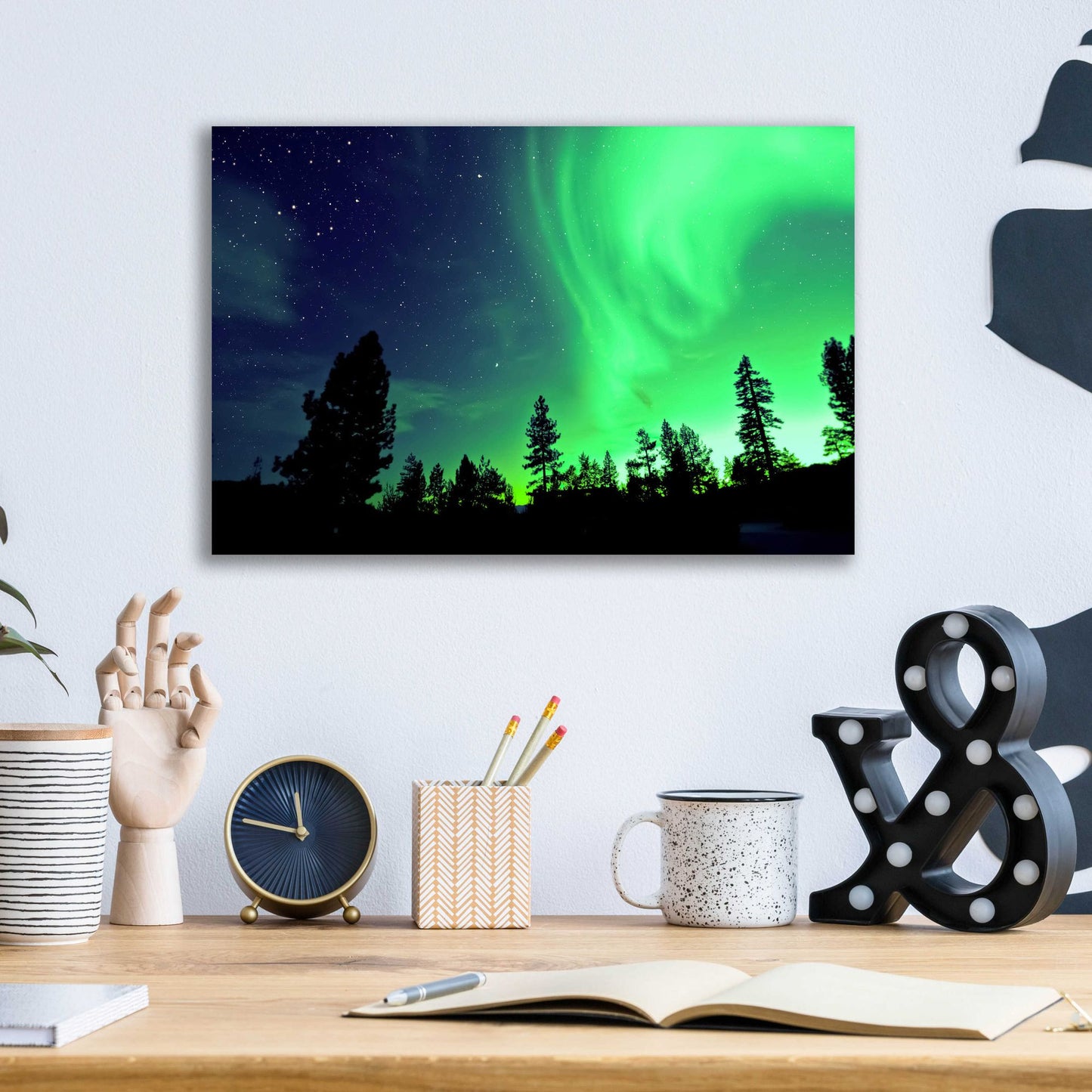 Epic Art 'Northern Lights Aurora Borealis 2' by Epic Portfolio, Acrylic Glass Wall Art,16x12