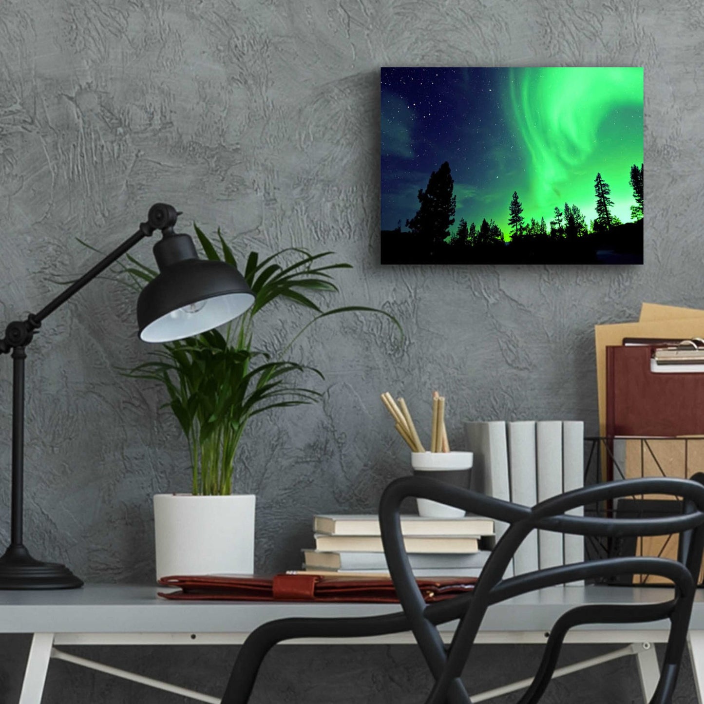 Epic Art 'Northern Lights Aurora Borealis 2' by Epic Portfolio, Acrylic Glass Wall Art,16x12