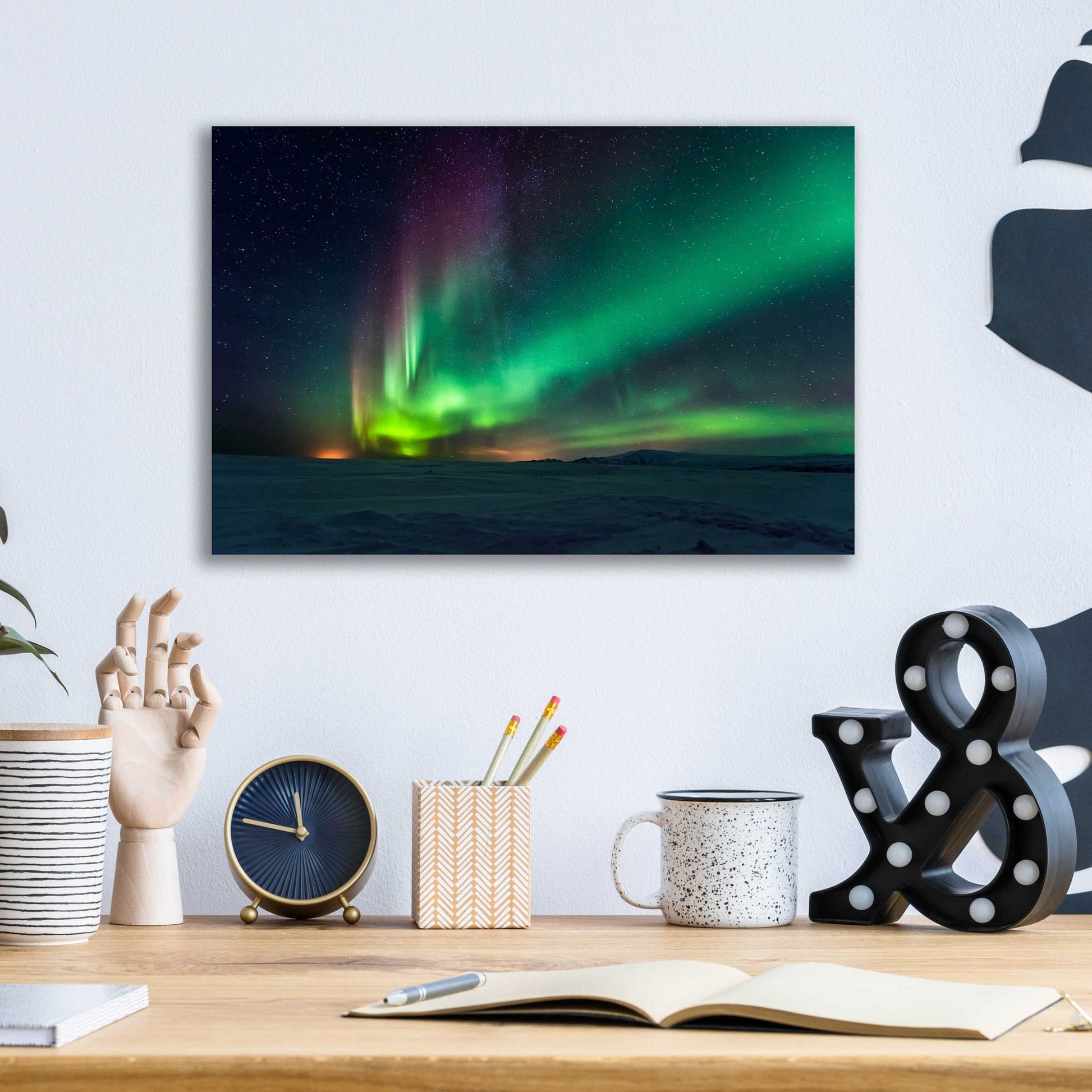 Epic Art 'Northern Lights Aurora Borealis 3' by Epic Portfolio, Acrylic Glass Wall Art,16x12