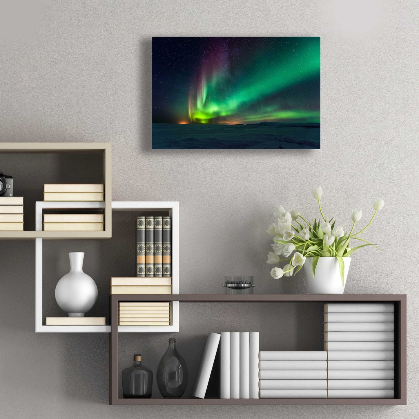 Epic Art 'Northern Lights Aurora Borealis 3' by Epic Portfolio, Acrylic Glass Wall Art,24x16