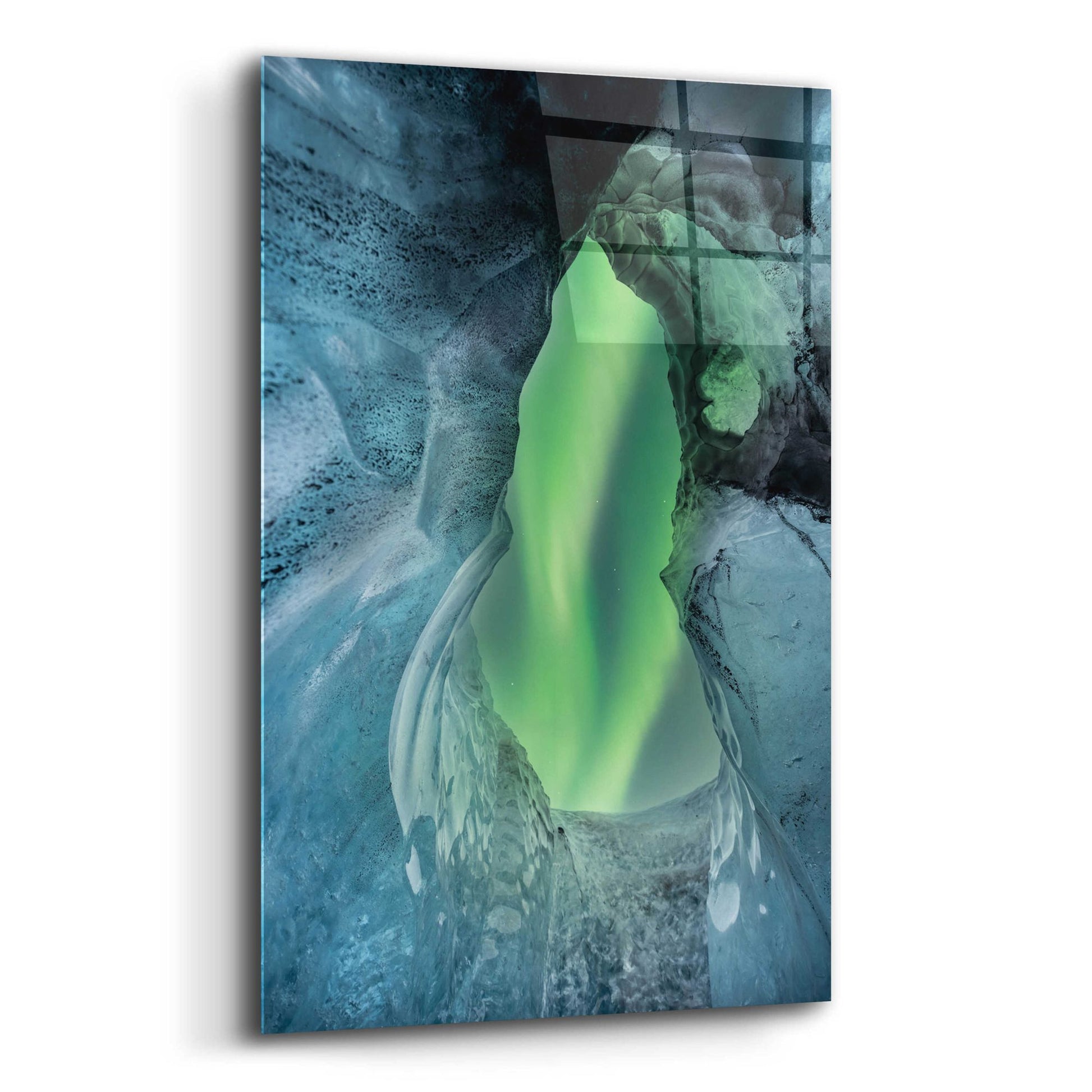 Epic Art 'Northern Lights Aurora Borealis Over Glacier Ice 1' by Epic Portfolio, Acrylic Glass Wall Art,12x16