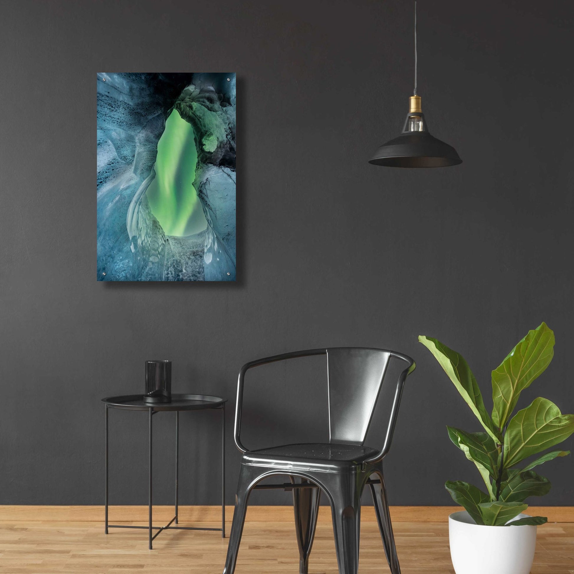 Epic Art 'Northern Lights Aurora Borealis Over Glacier Ice 1' by Epic Portfolio, Acrylic Glass Wall Art,24x36