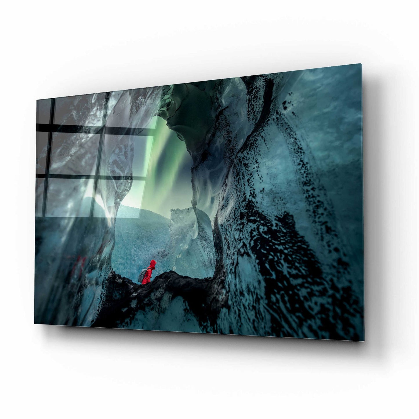 Epic Art 'Northern Lights Aurora Borealis Over Glacier Ice 2' by Epic Portfolio, Acrylic Glass Wall Art,16x12