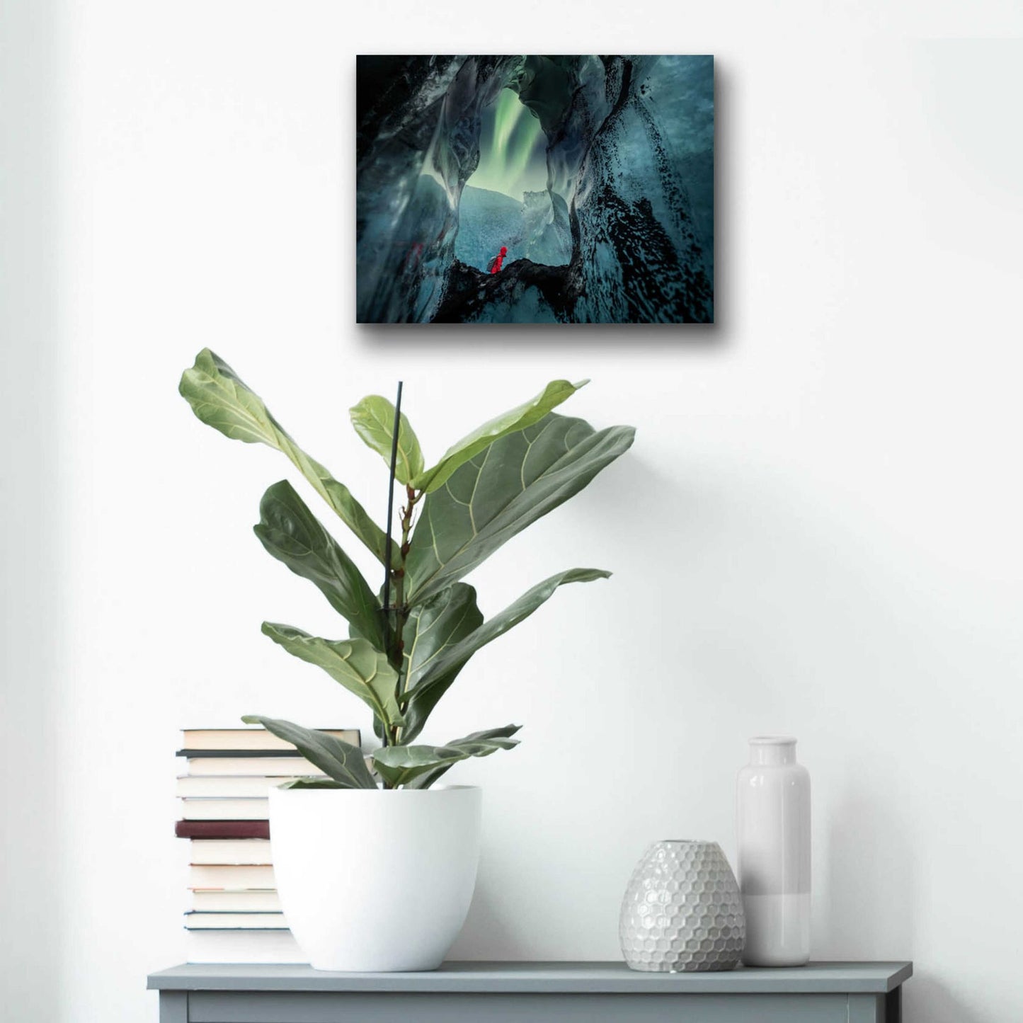 Epic Art 'Northern Lights Aurora Borealis Over Glacier Ice 2' by Epic Portfolio, Acrylic Glass Wall Art,16x12