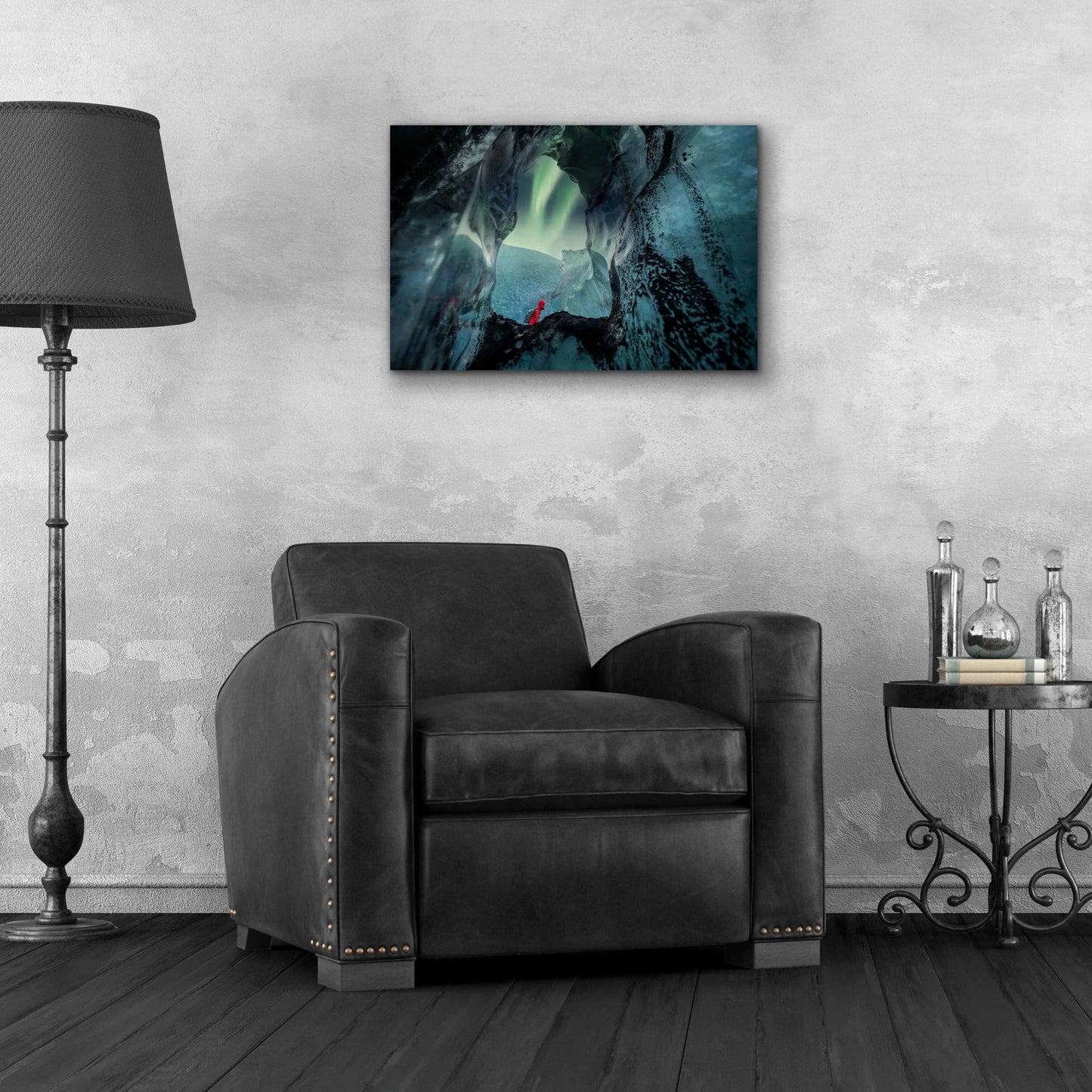 Epic Art 'Northern Lights Aurora Borealis Over Glacier Ice 2' by Epic Portfolio, Acrylic Glass Wall Art,24x16