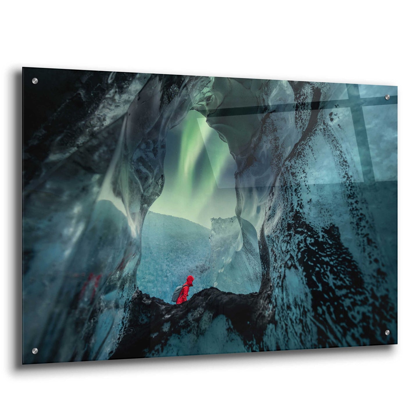 Epic Art 'Northern Lights Aurora Borealis Over Glacier Ice 2' by Epic Portfolio, Acrylic Glass Wall Art,36x24