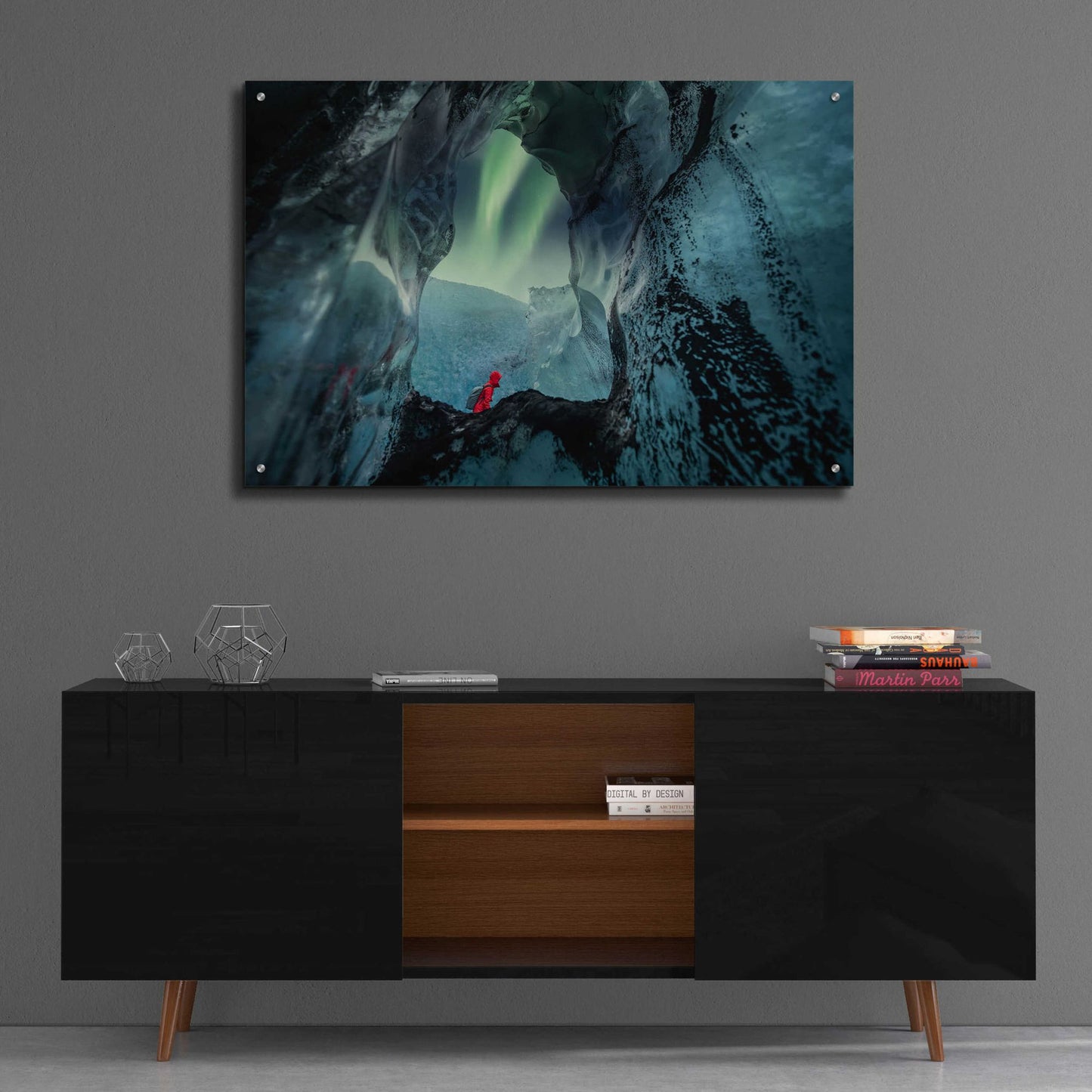 Epic Art 'Northern Lights Aurora Borealis Over Glacier Ice 2' by Epic Portfolio, Acrylic Glass Wall Art,36x24