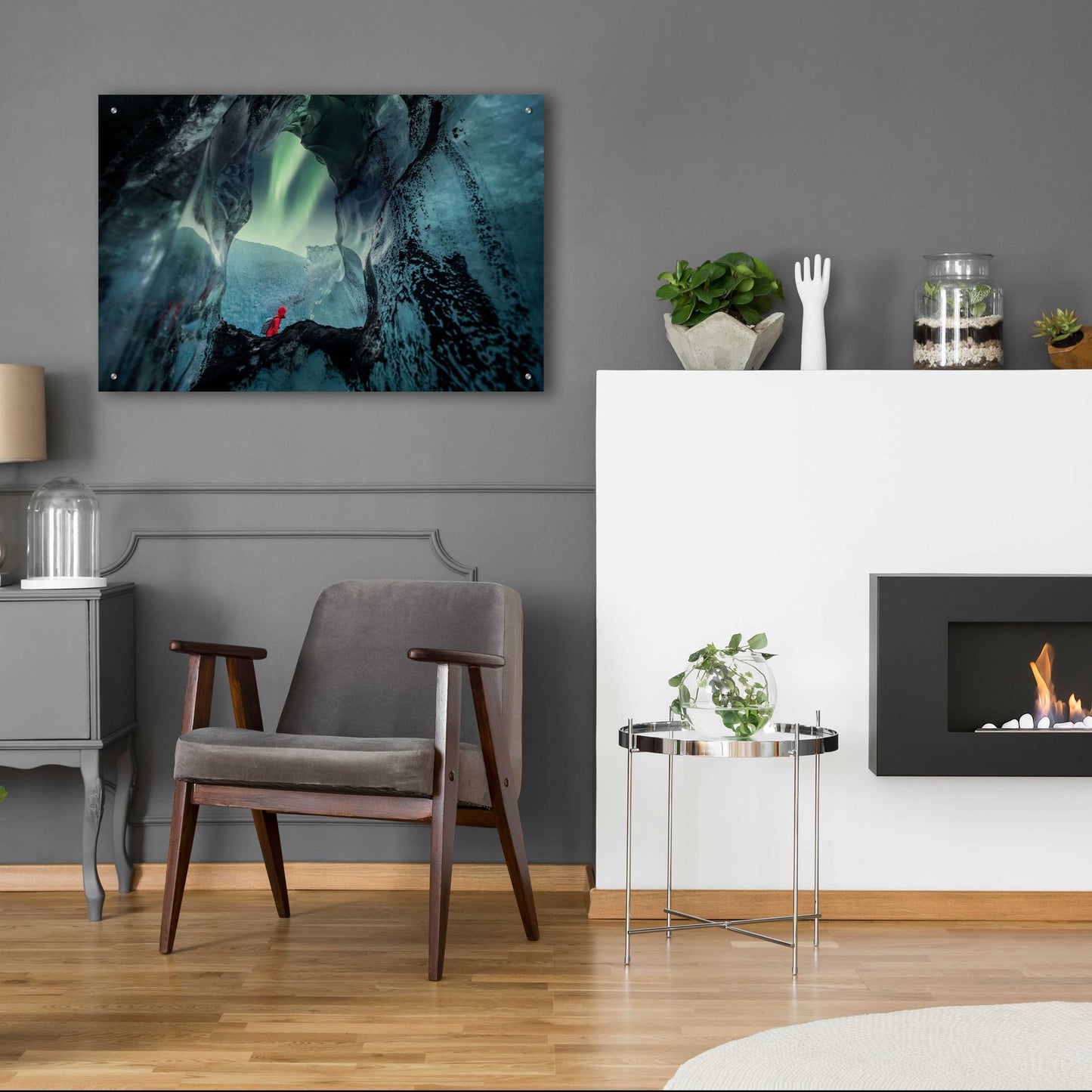 Epic Art 'Northern Lights Aurora Borealis Over Glacier Ice 2' by Epic Portfolio, Acrylic Glass Wall Art,36x24