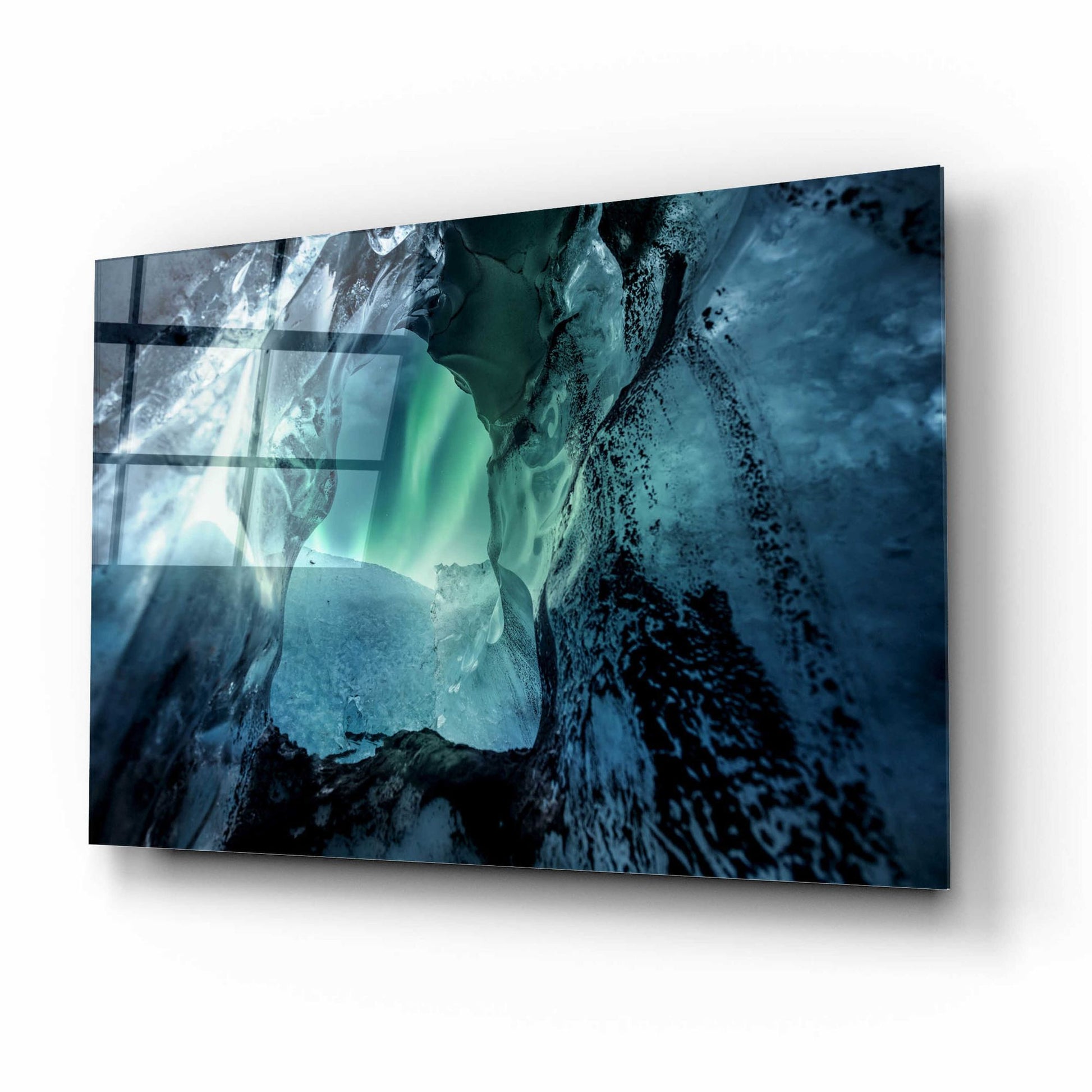 Epic Art 'Northern Lights Aurora Borealis Over Glacier Ice 3' by Epic Portfolio, Acrylic Glass Wall Art,16x12