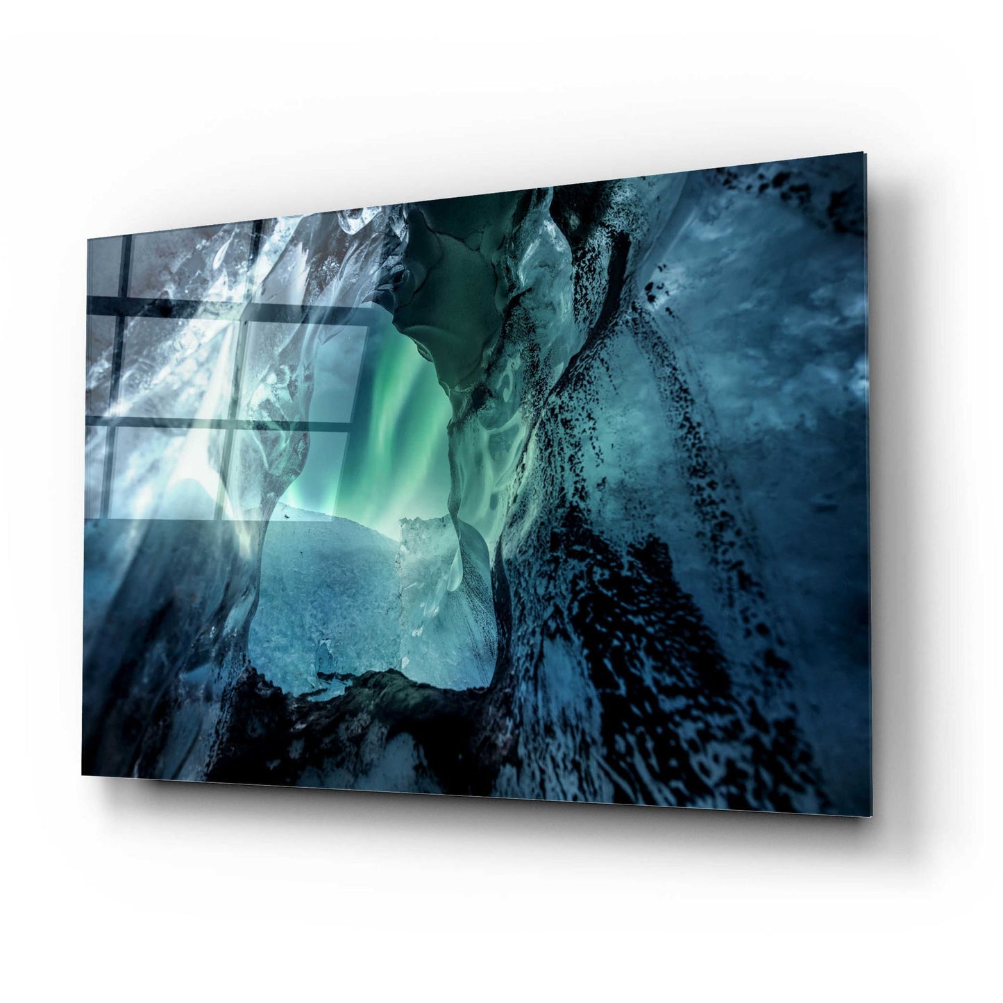 Epic Art 'Northern Lights Aurora Borealis Over Glacier Ice 3' by Epic Portfolio, Acrylic Glass Wall Art,24x16