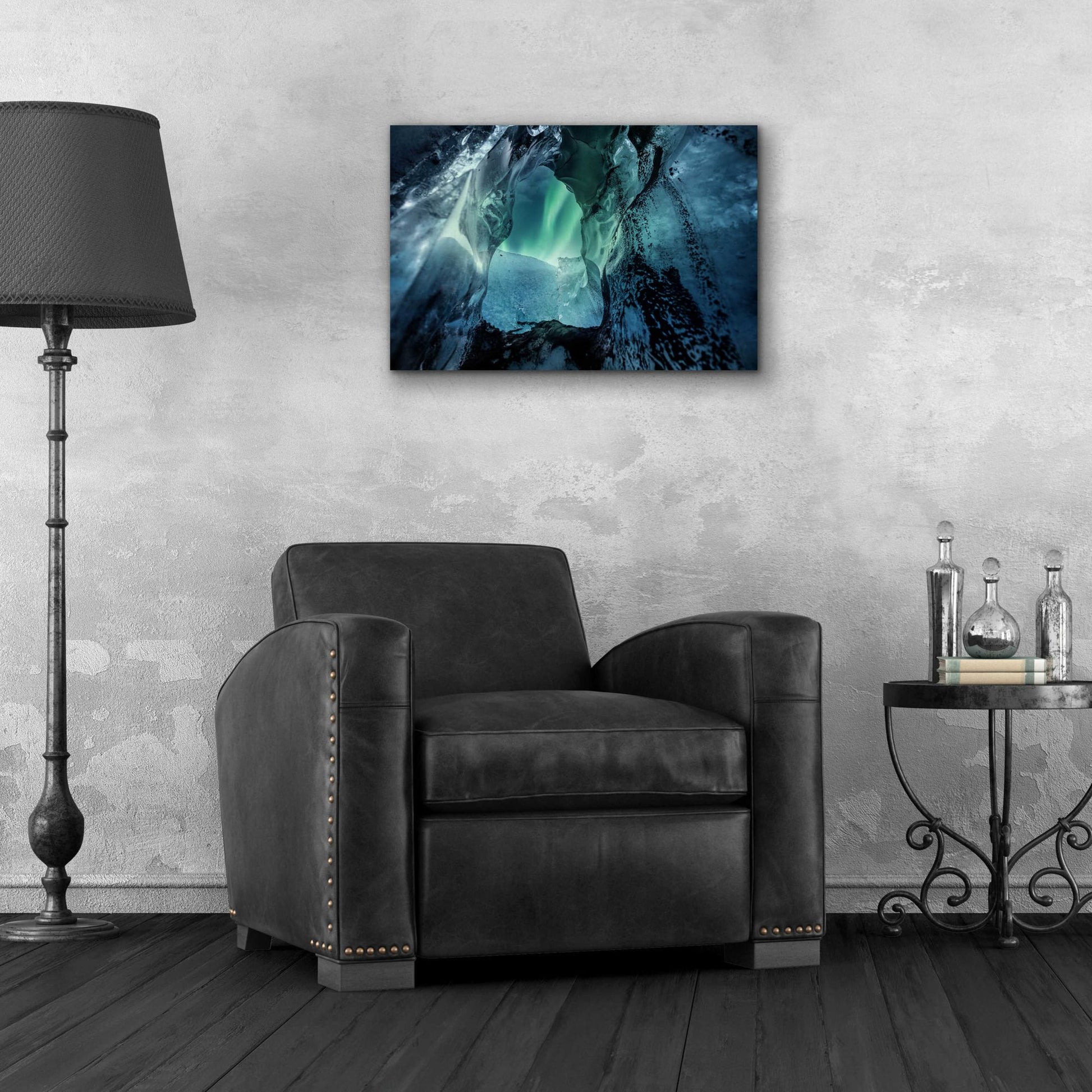 Epic Art 'Northern Lights Aurora Borealis Over Glacier Ice 3' by Epic Portfolio, Acrylic Glass Wall Art,24x16