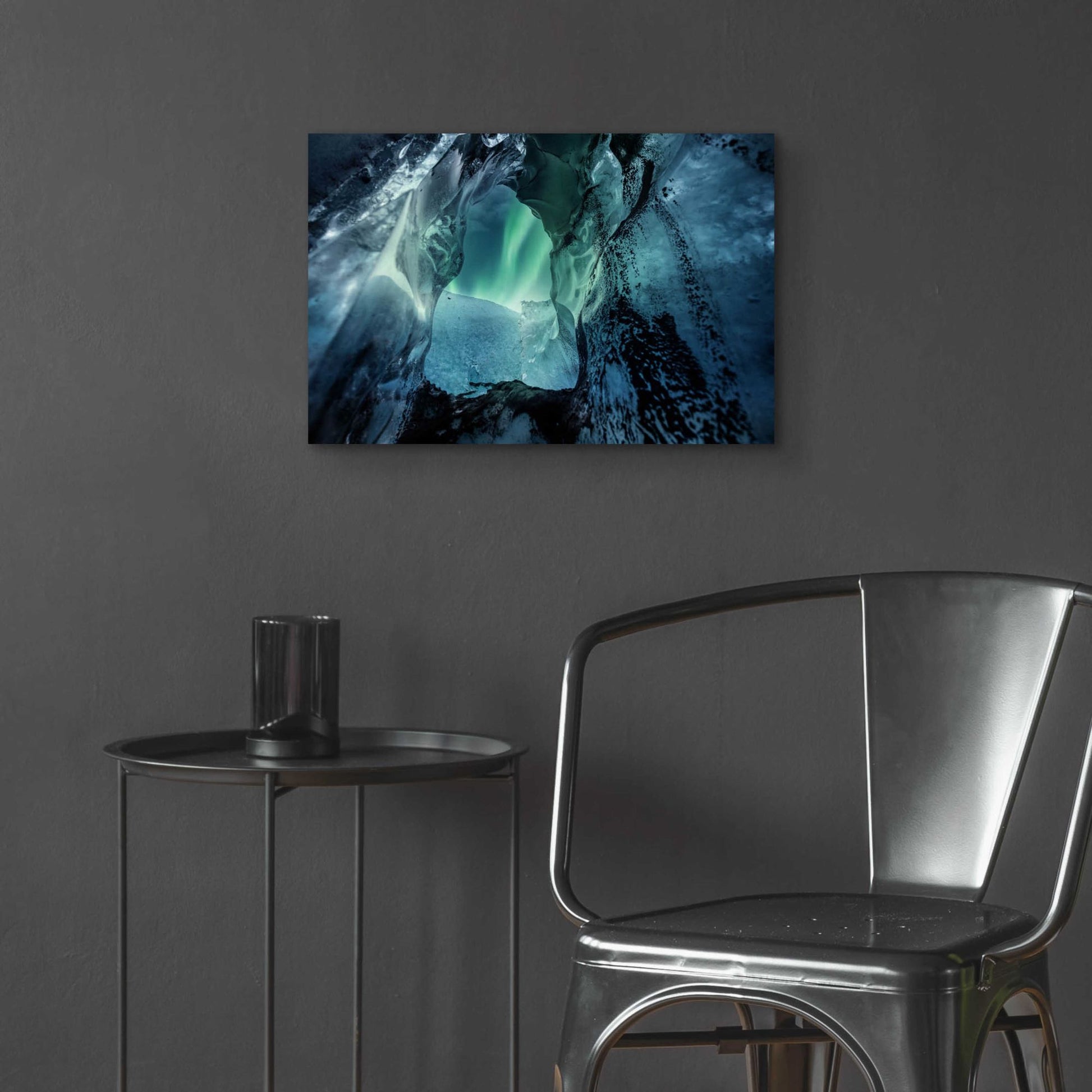 Epic Art 'Northern Lights Aurora Borealis Over Glacier Ice 3' by Epic Portfolio, Acrylic Glass Wall Art,24x16