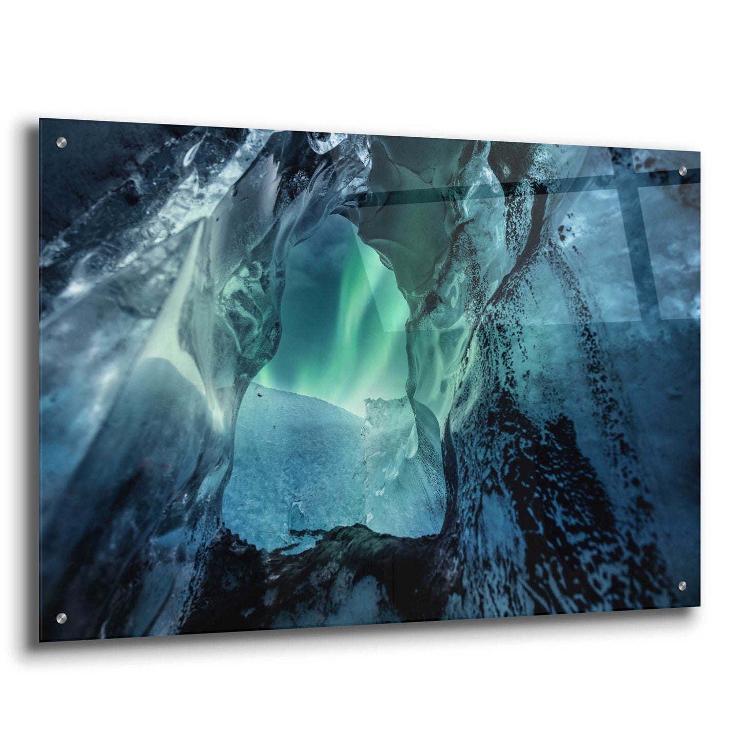 Epic Art 'Northern Lights Aurora Borealis Over Glacier Ice 3' by Epic Portfolio, Acrylic Glass Wall Art,36x24