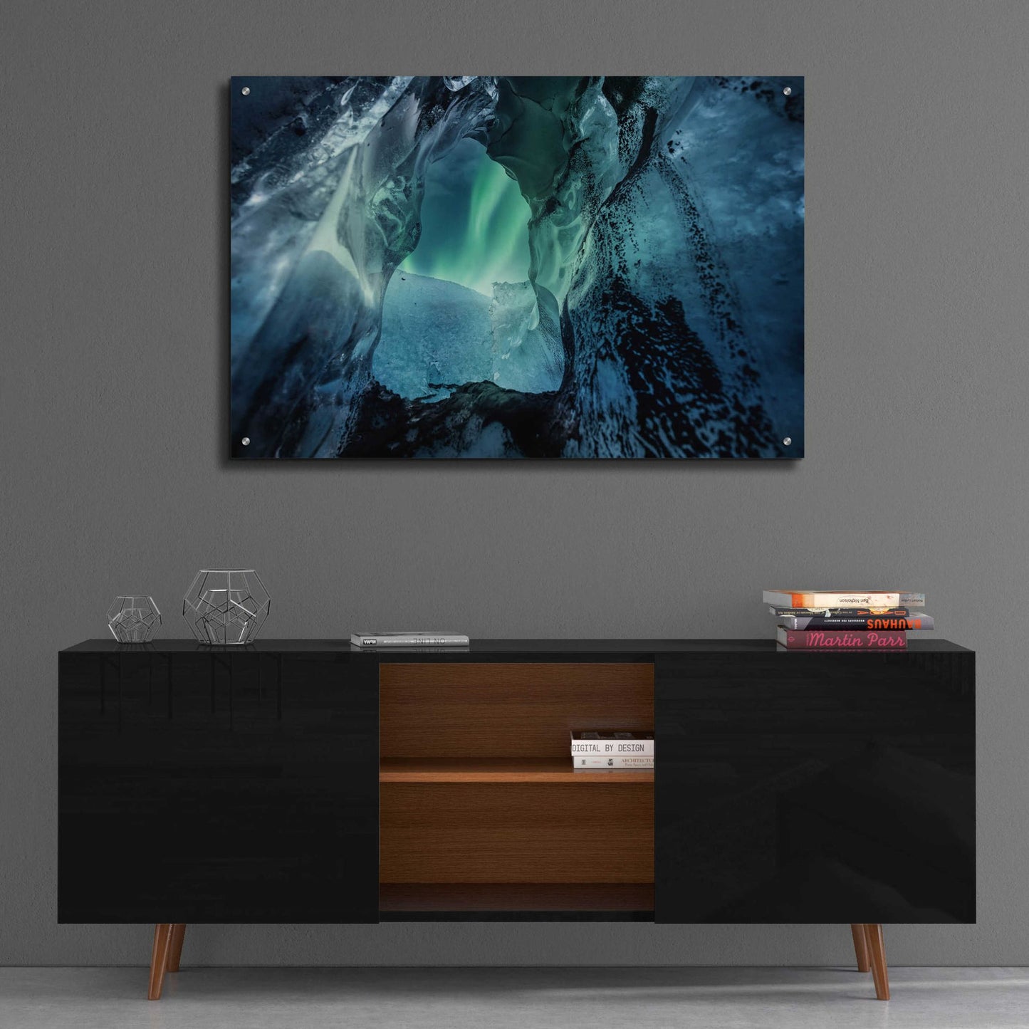 Epic Art 'Northern Lights Aurora Borealis Over Glacier Ice 3' by Epic Portfolio, Acrylic Glass Wall Art,36x24