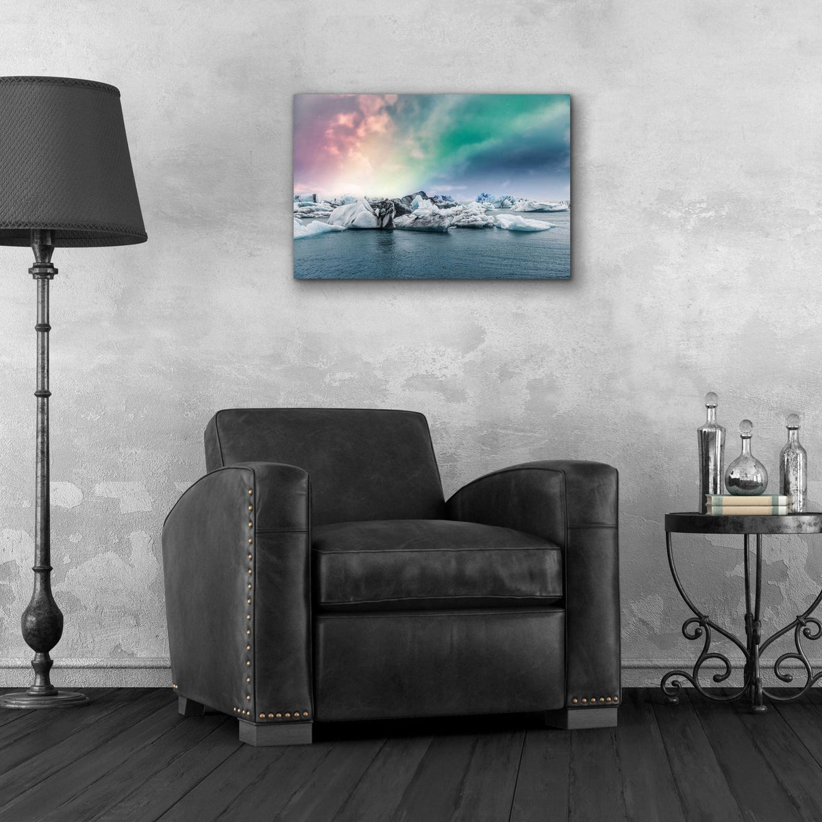 Epic Art 'Northern Lights Aurora Borealis Over Jokulsarlon' by Epic Portfolio, Acrylic Glass Wall Art,24x16