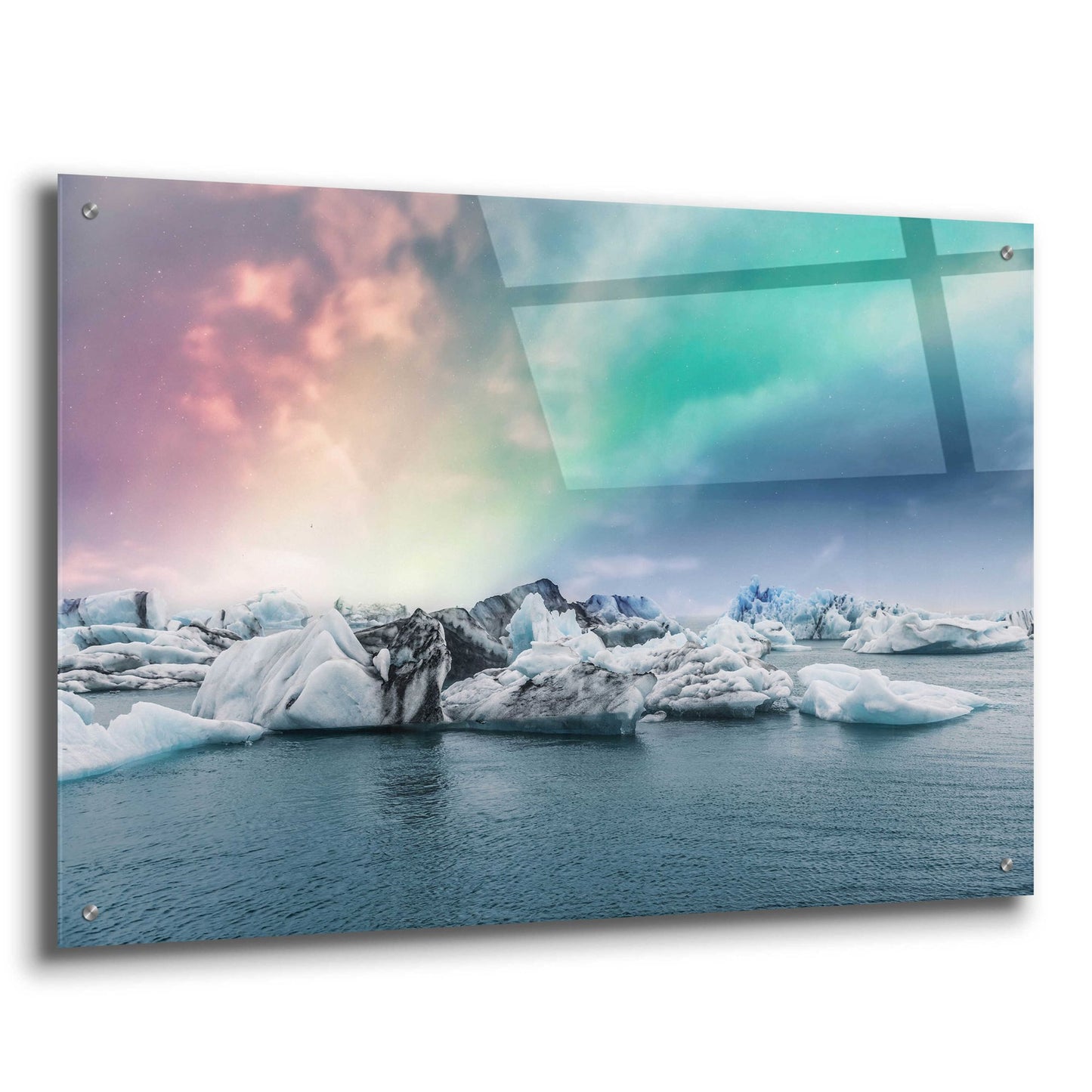 Epic Art 'Northern Lights Aurora Borealis Over Jokulsarlon' by Epic Portfolio, Acrylic Glass Wall Art,36x24