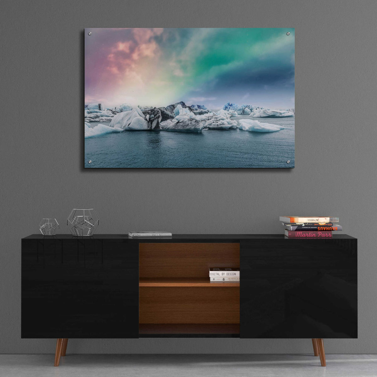 Epic Art 'Northern Lights Aurora Borealis Over Jokulsarlon' by Epic Portfolio, Acrylic Glass Wall Art,36x24