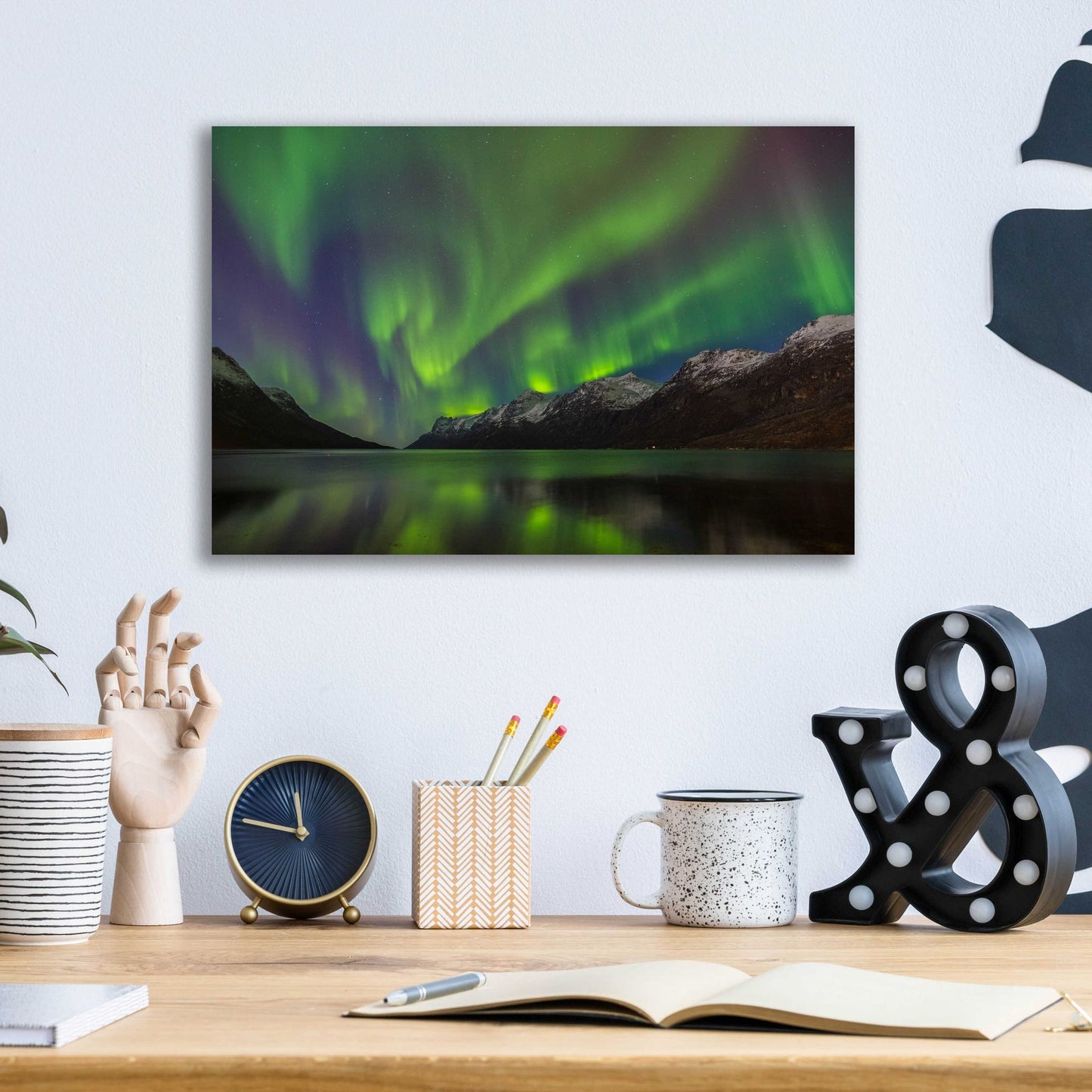 Epic Art 'Northern Lights In Ersfjorden' by Epic Portfolio, Acrylic Glass Wall Art,16x12