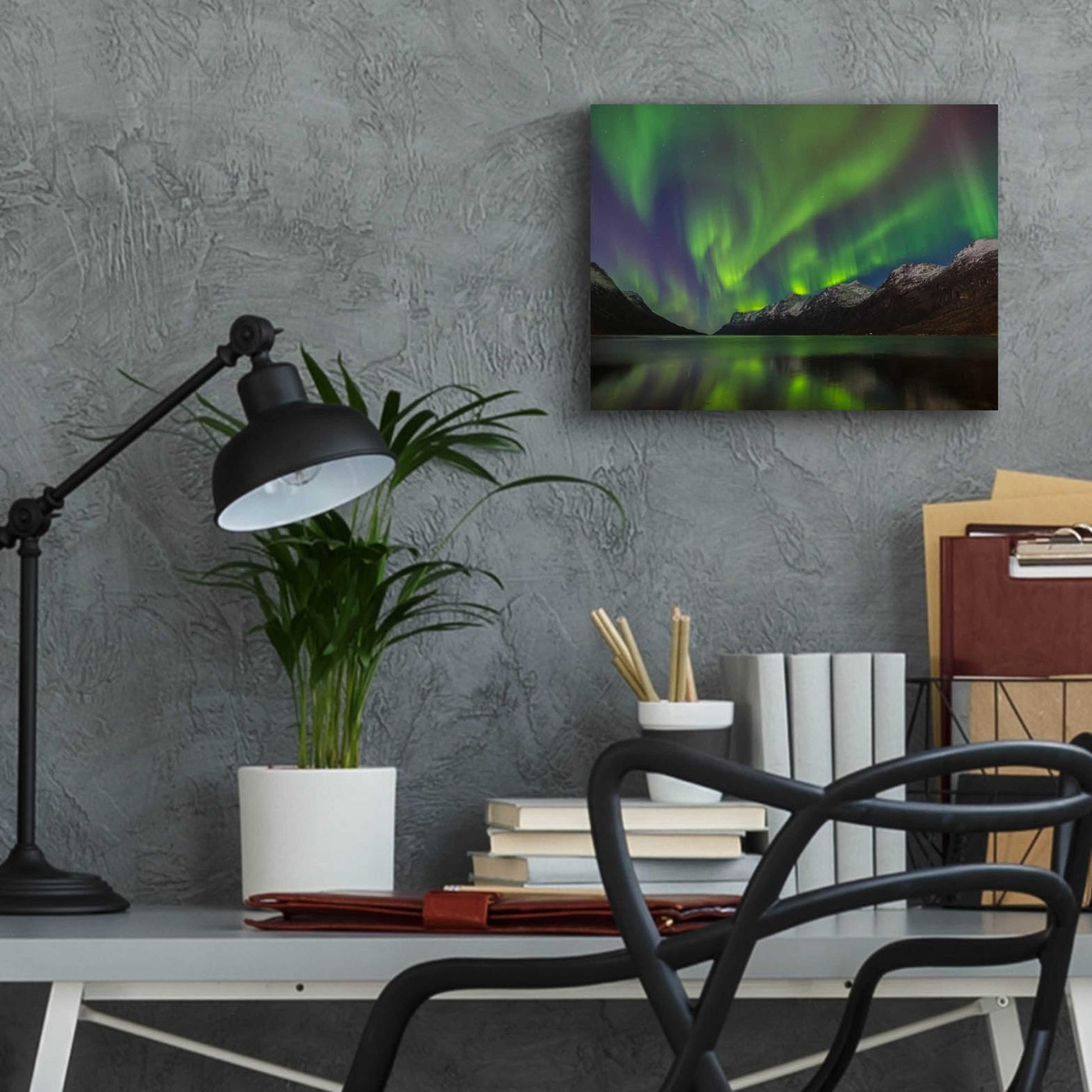 Epic Art 'Northern Lights In Ersfjorden' by Epic Portfolio, Acrylic Glass Wall Art,16x12