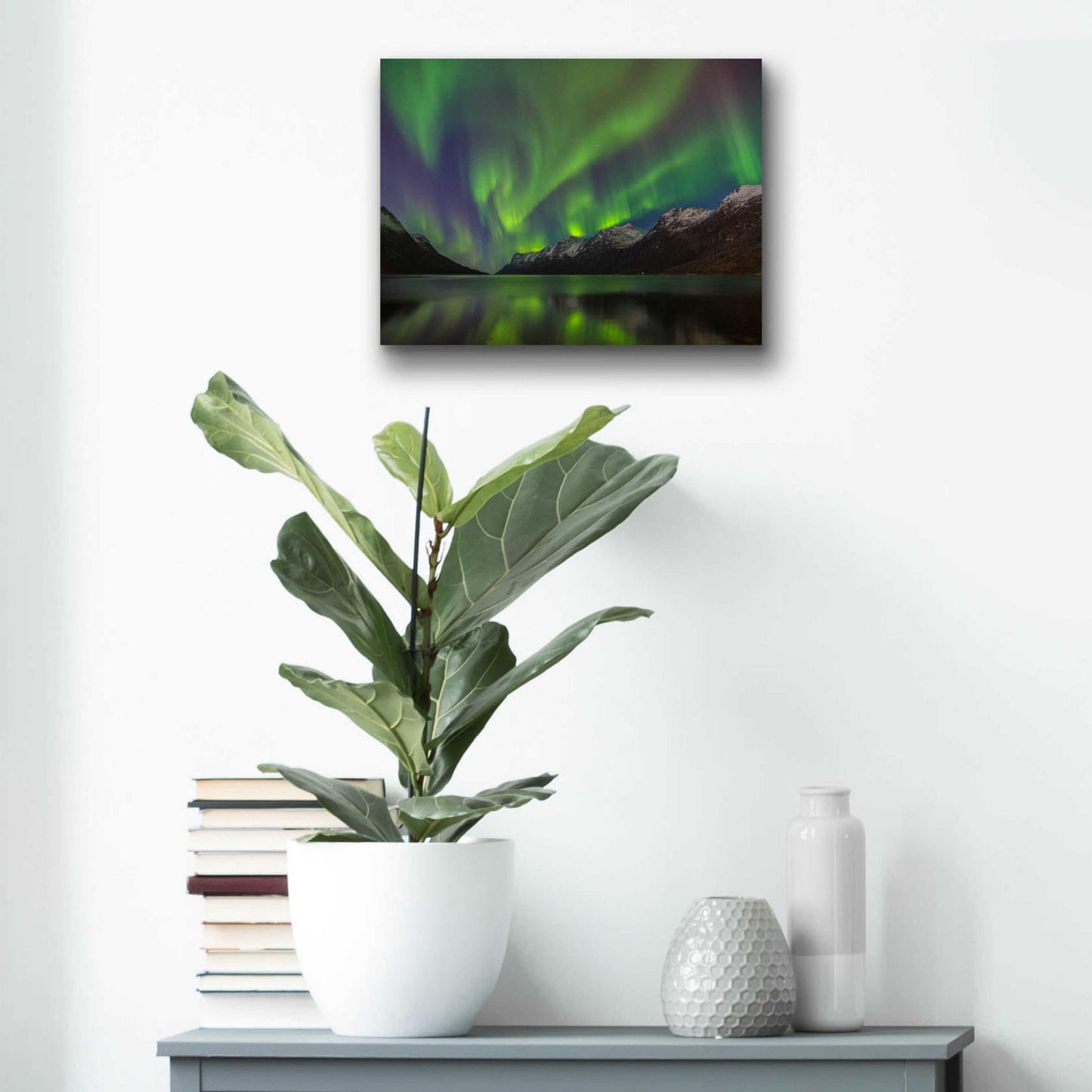 Epic Art 'Northern Lights In Ersfjorden' by Epic Portfolio, Acrylic Glass Wall Art,16x12